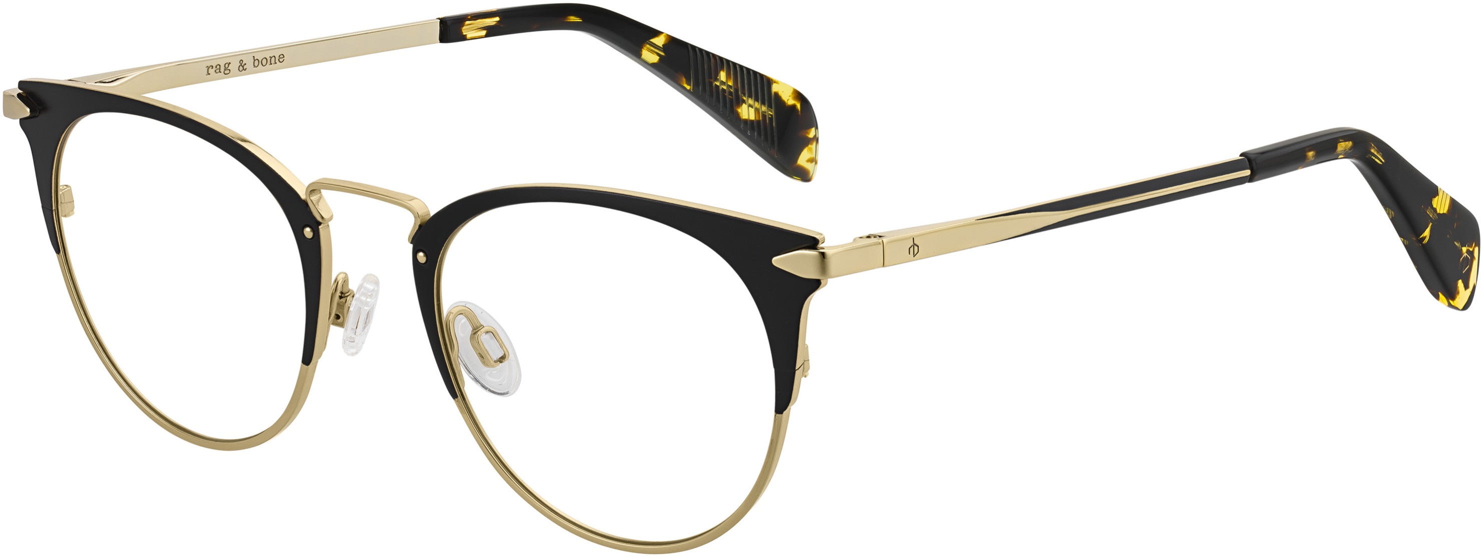 Rag & Bone Rag & Bone 3016 Tea Cup Eyeglasses 0I46-0I46 Black Gold (00 Demo Lens)