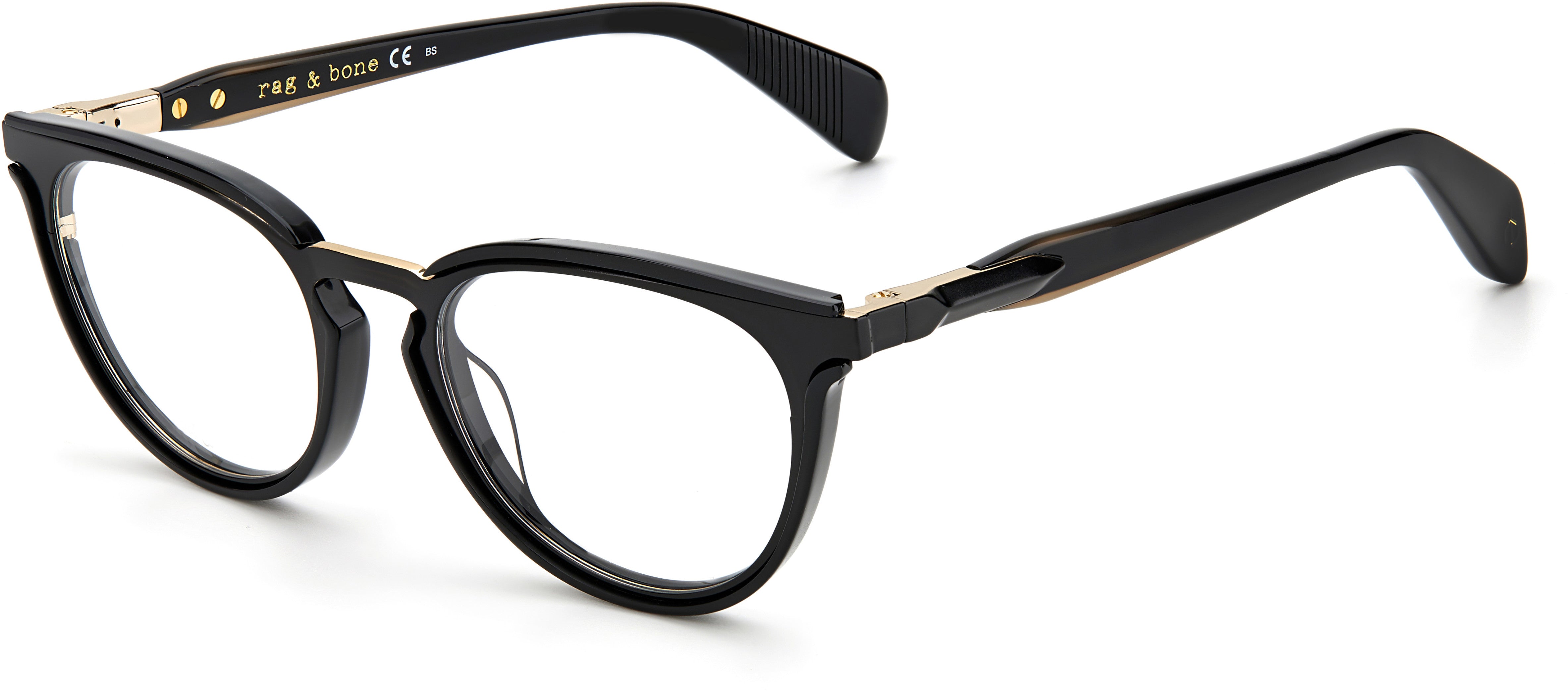 Rag & Bone Rag & Bone 3041 Tea Cup Eyeglasses 0RHL-0RHL Gold Black (00 Demo Lens)