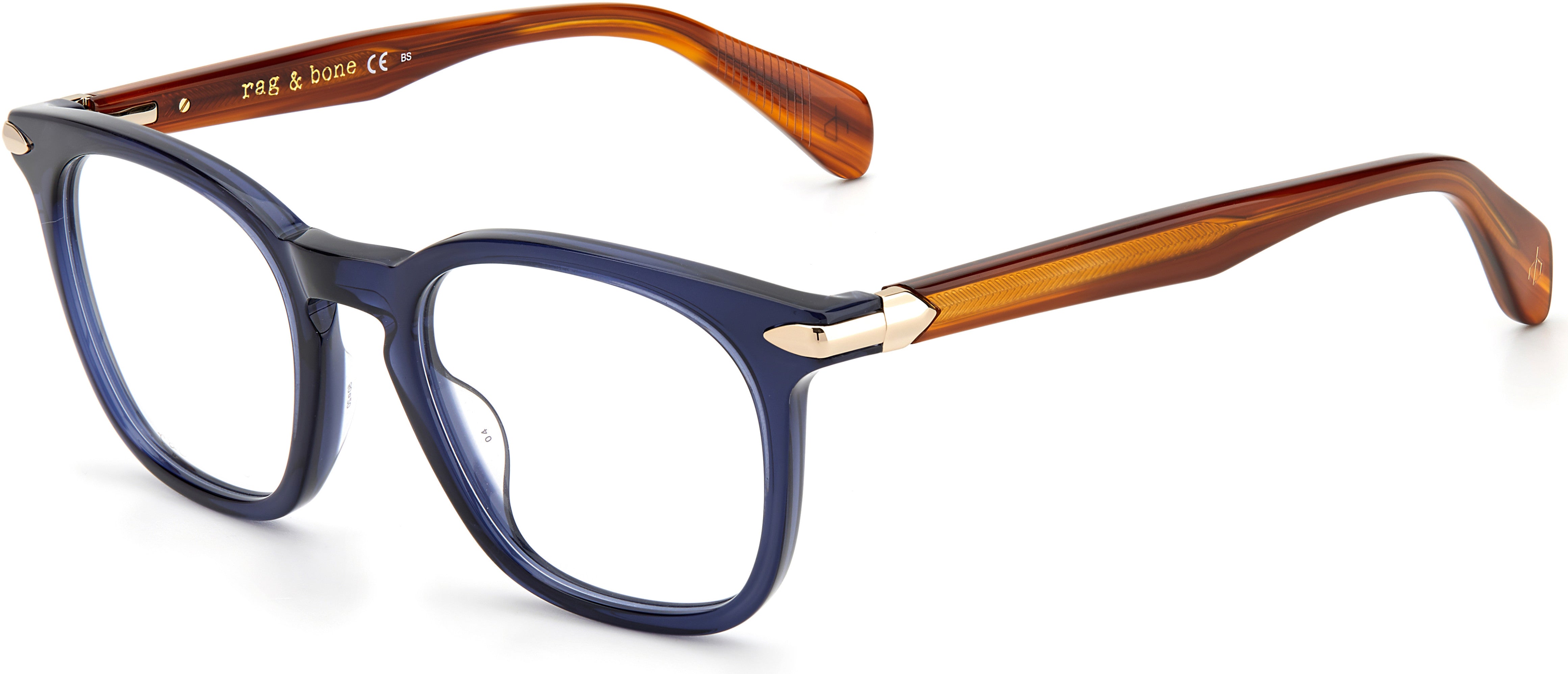Rag & Bone Rag & Bone 7037/G Tea Cup Eyeglasses 0S9W-0S9W Blue Brown (00 Demo Lens)