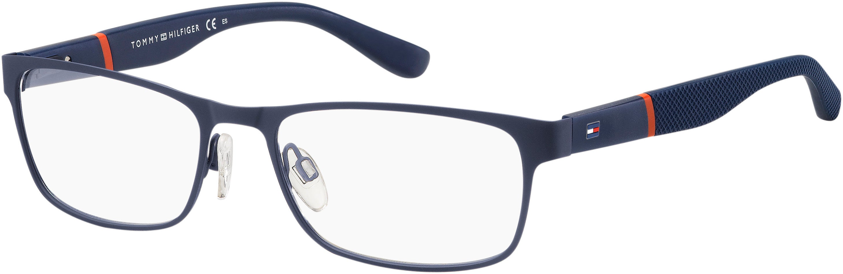 Tommy Hilfiger T. Hilfiger 1284 Rectangular Eyeglasses 0BQZ-0BQZ Matte Blue (00 Demo Lens)