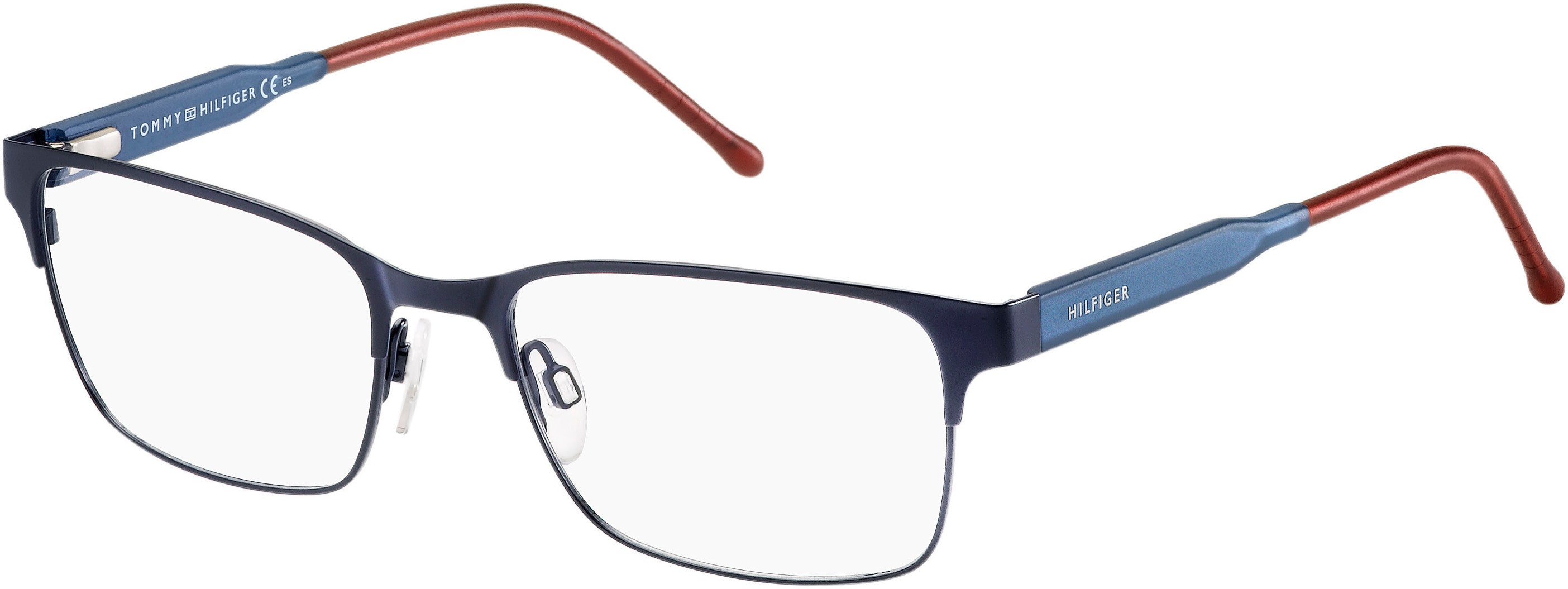 Tommy Hilfiger T. Hilfiger 1396 Rectangular Eyeglasses 0R1W-0R1W Matte Blue Bl (00 Demo Lens)