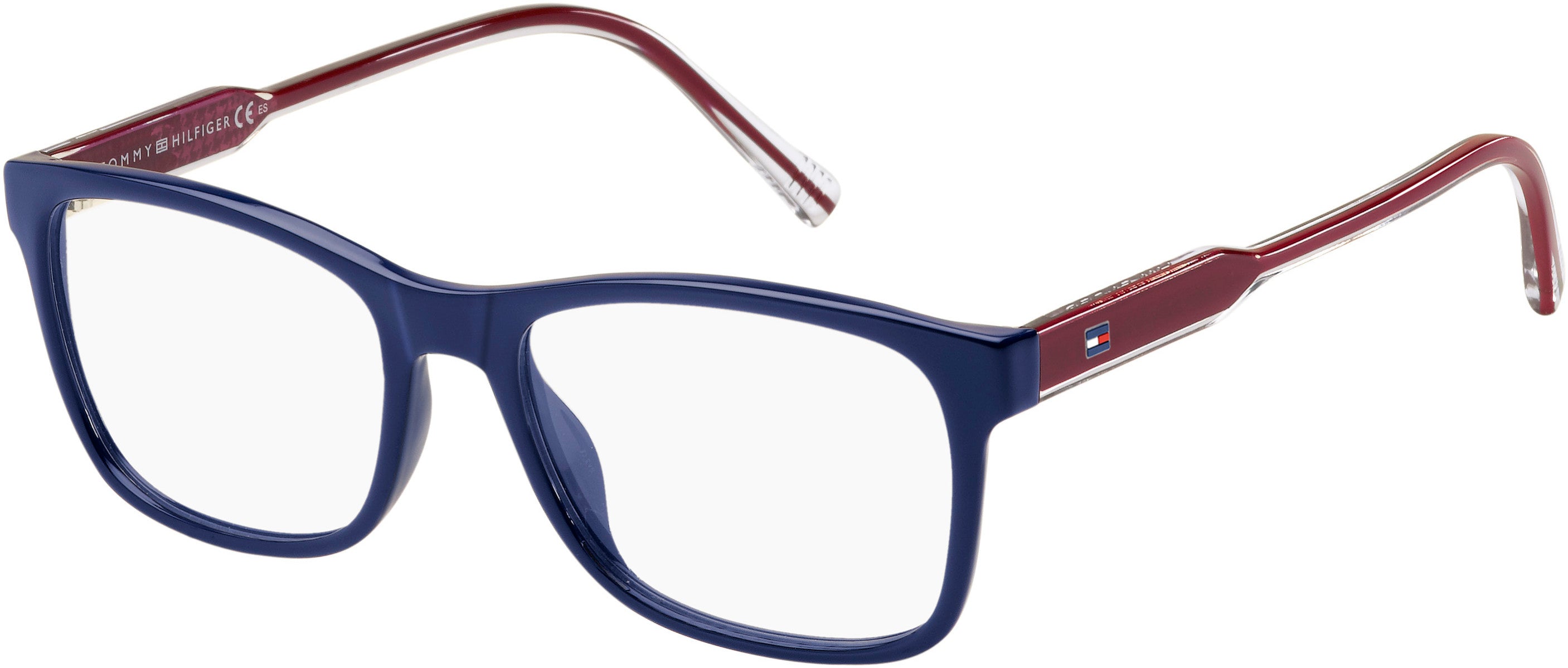 Tommy Hilfiger T. Hilfiger 1444 Rectangular Eyeglasses 0P3X-0P3X Bl Crystal Burgundy (00 Demo Lens)