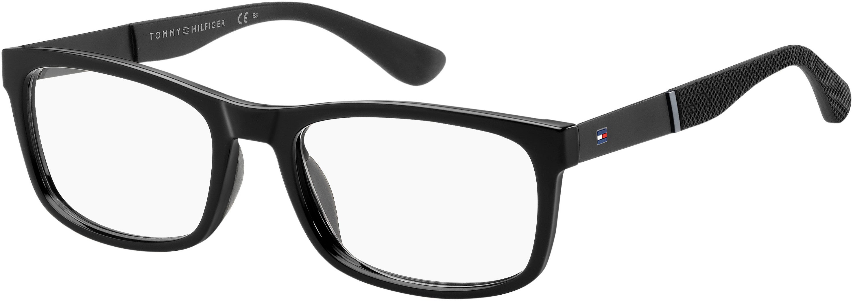 Tommy Hilfiger T. Hilfiger 1522 Rectangular Eyeglasses 0807-0807 Black (00 Demo Lens)
