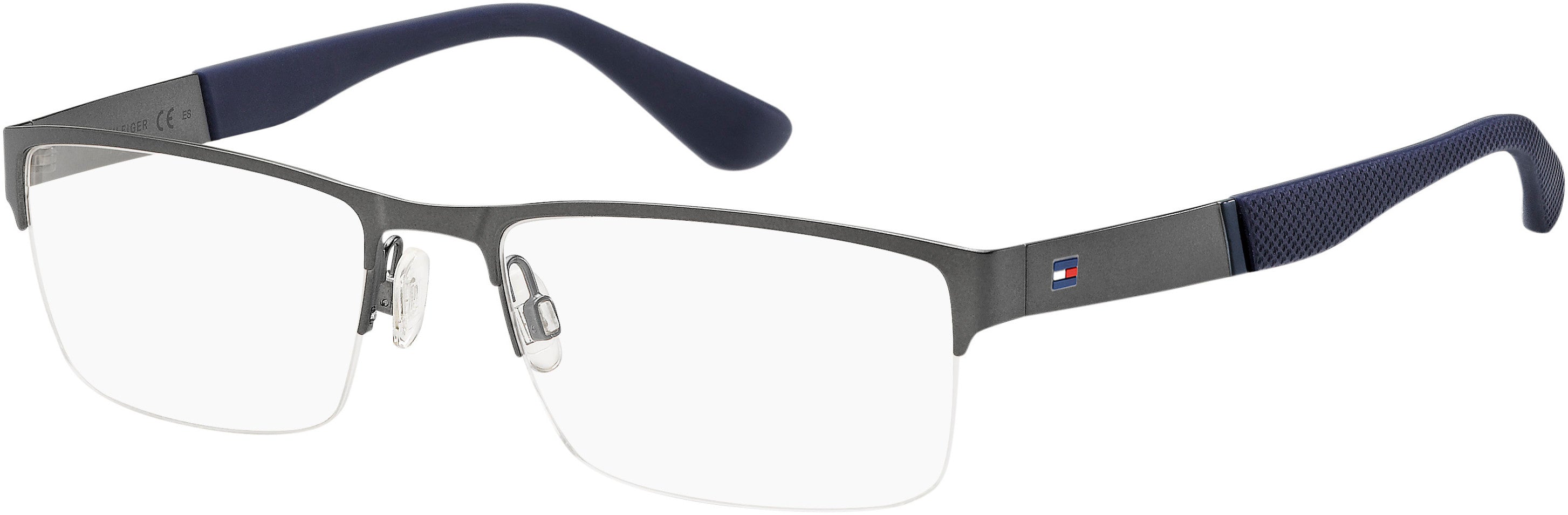 Tommy Hilfiger T. Hilfiger 1524 Rectangular Eyeglasses 0R80-0R80 Semi Matte Dark Ruthenium (00 Demo Lens)