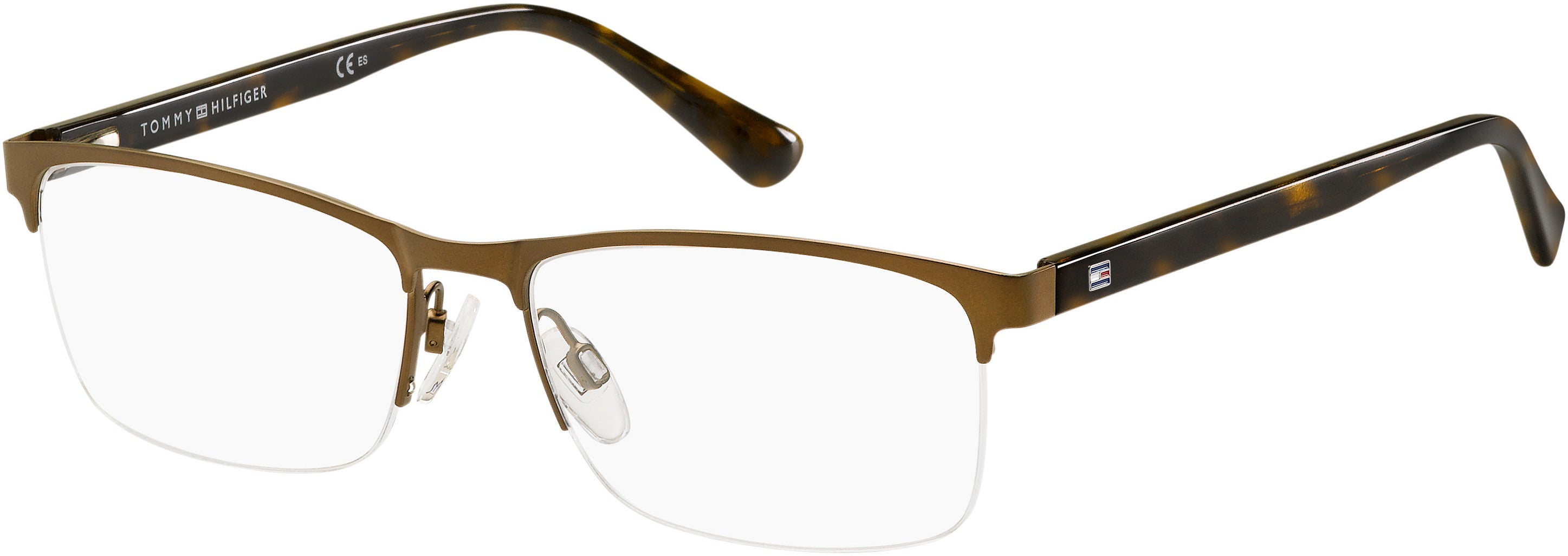 Tommy Hilfiger T. Hilfiger 1528 Rectangular Eyeglasses 009Q-009Q Brown (00 Demo Lens)