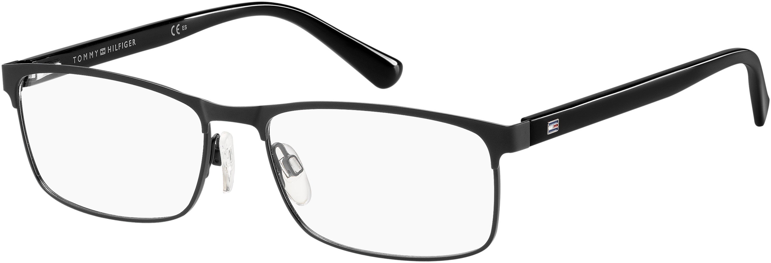 Tommy Hilfiger T. Hilfiger 1529 Rectangular Eyeglasses 0003-0003 Matte Black (00 Demo Lens)