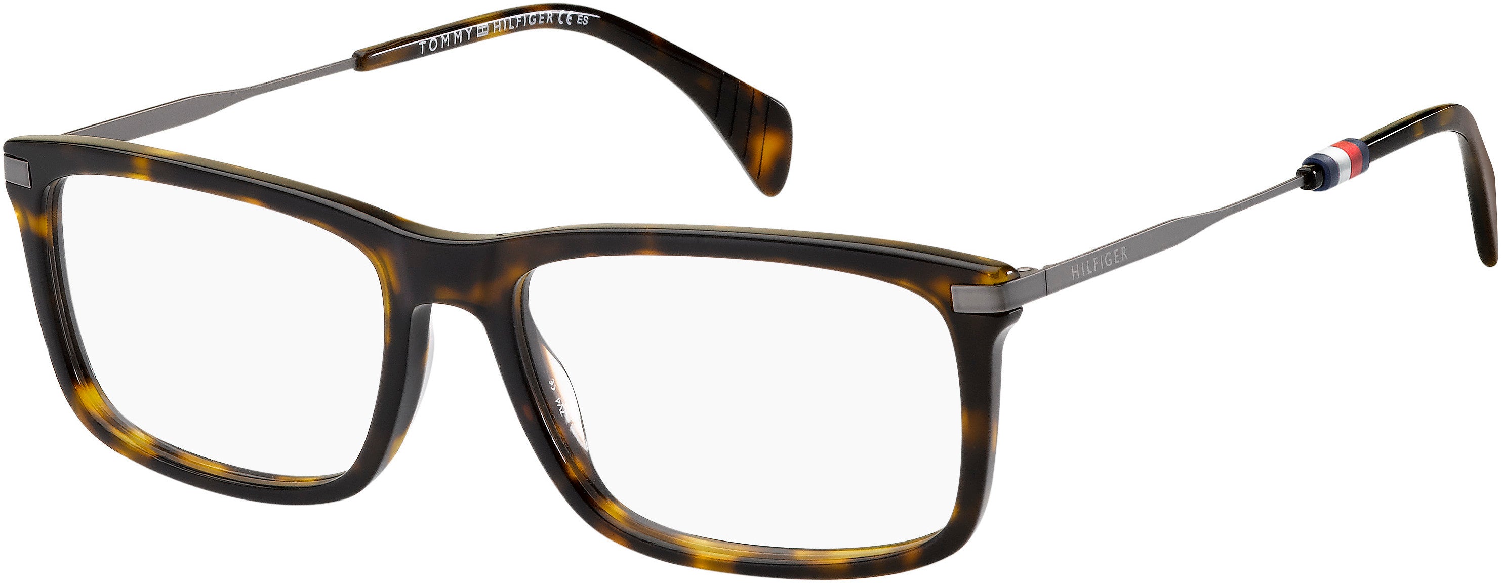 Tommy Hilfiger T. Hilfiger 1538 Rectangular Eyeglasses 0086-0086 Dark Havana (00 Demo Lens)