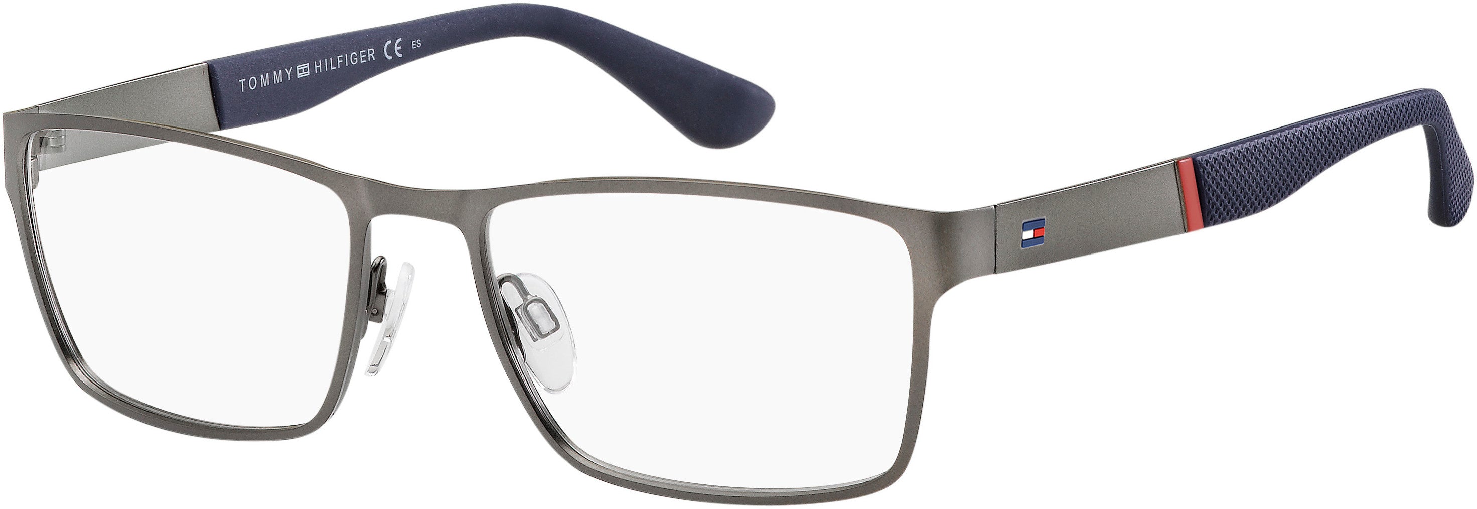 Tommy Hilfiger T. Hilfiger 1543 Rectangular Eyeglasses 0R80-0R80 Semi Matte Dark Ruthenium (00 Demo Lens)