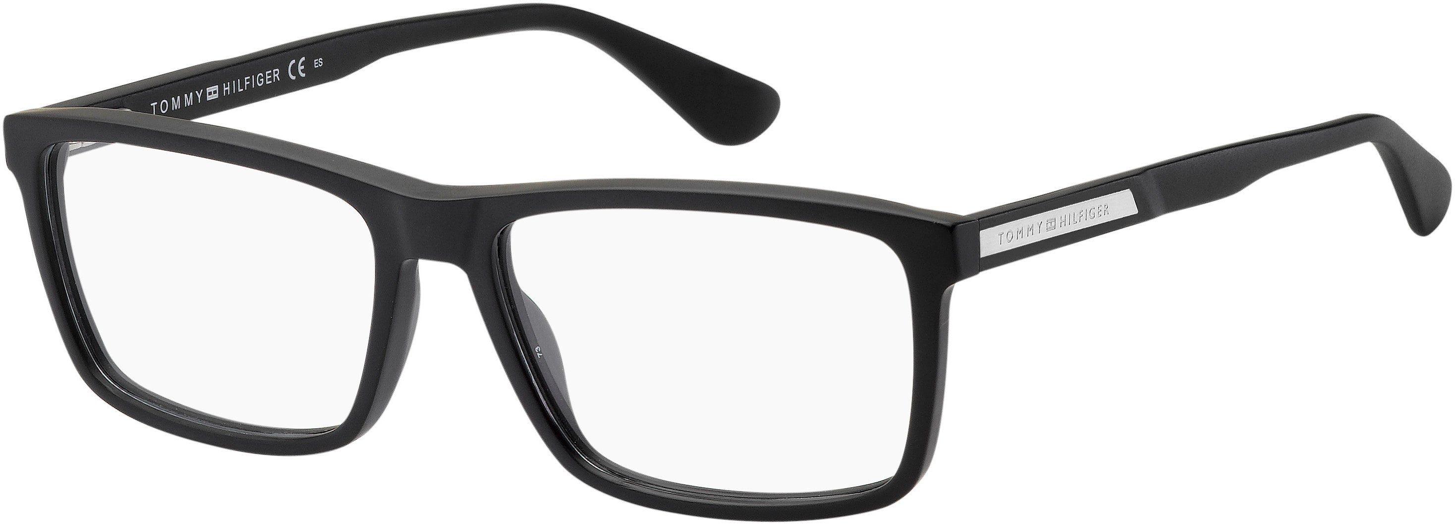 Tommy Hilfiger T. Hilfiger 1549 Rectangular Eyeglasses 0003-0003 Matte Black (00 Demo Lens)