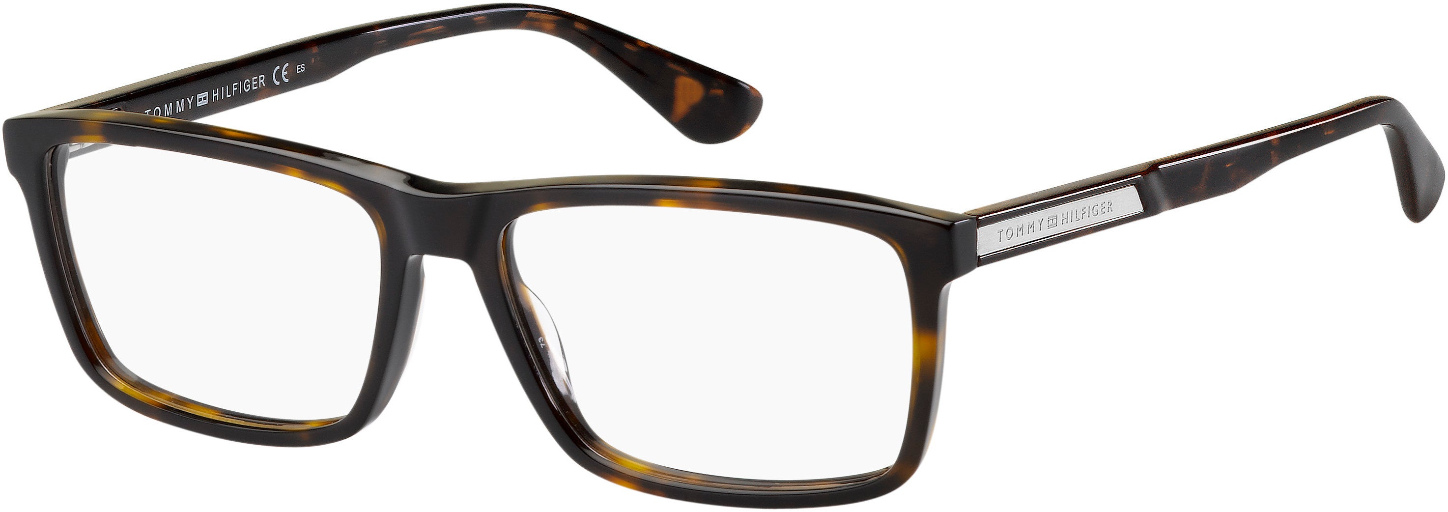 Tommy Hilfiger T. Hilfiger 1549 Rectangular Eyeglasses 0086-0086 Dark Havana (00 Demo Lens)