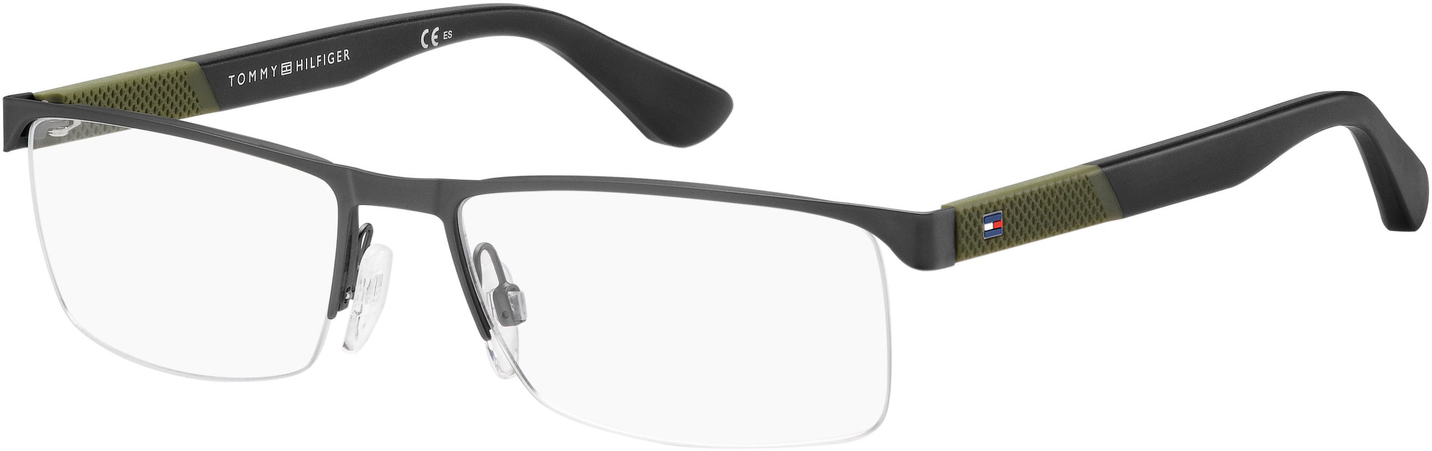 Tommy Hilfiger T. Hilfiger 1562 Rectangular Eyeglasses 0R80-0R80 Semi Matte Dark Ruthenium (00 Demo Lens)