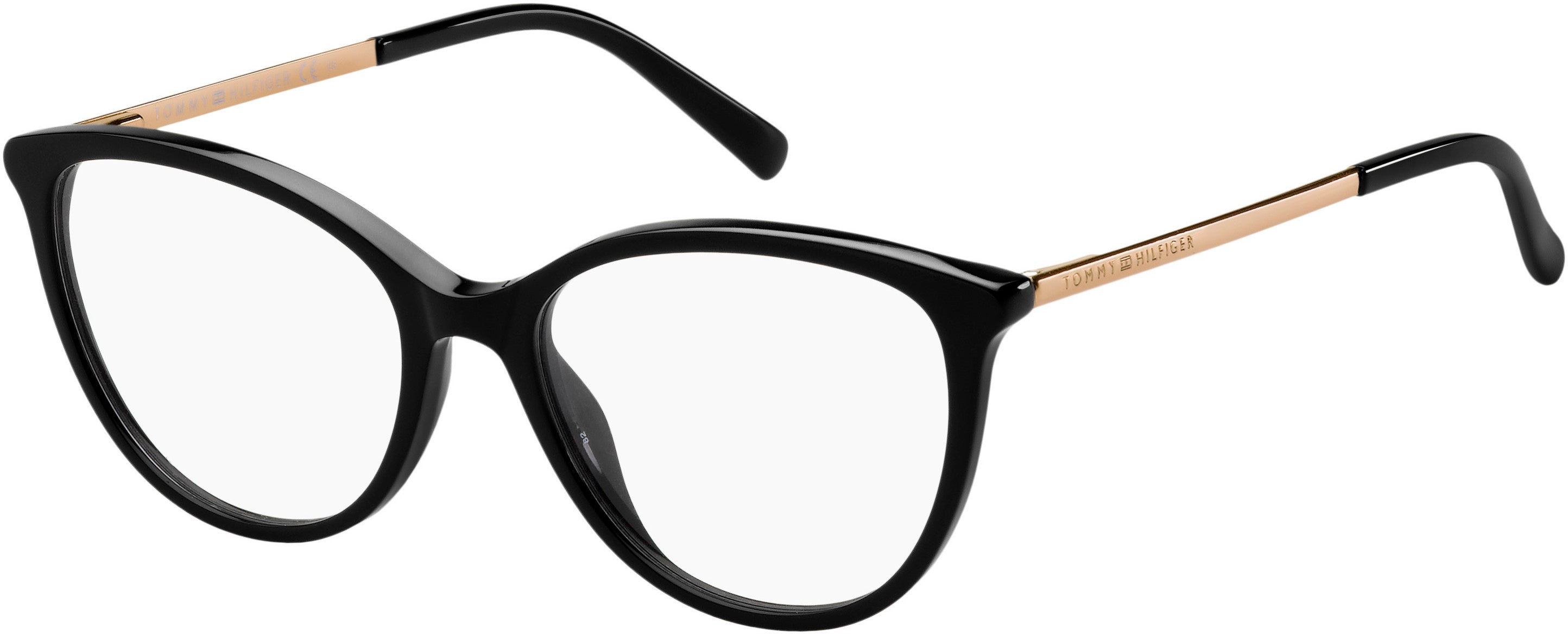 Tommy Hilfiger T. Hilfiger 1590 Cat Eye/butterfly Eyeglasses 0807-0807 Black (00 Demo Lens)