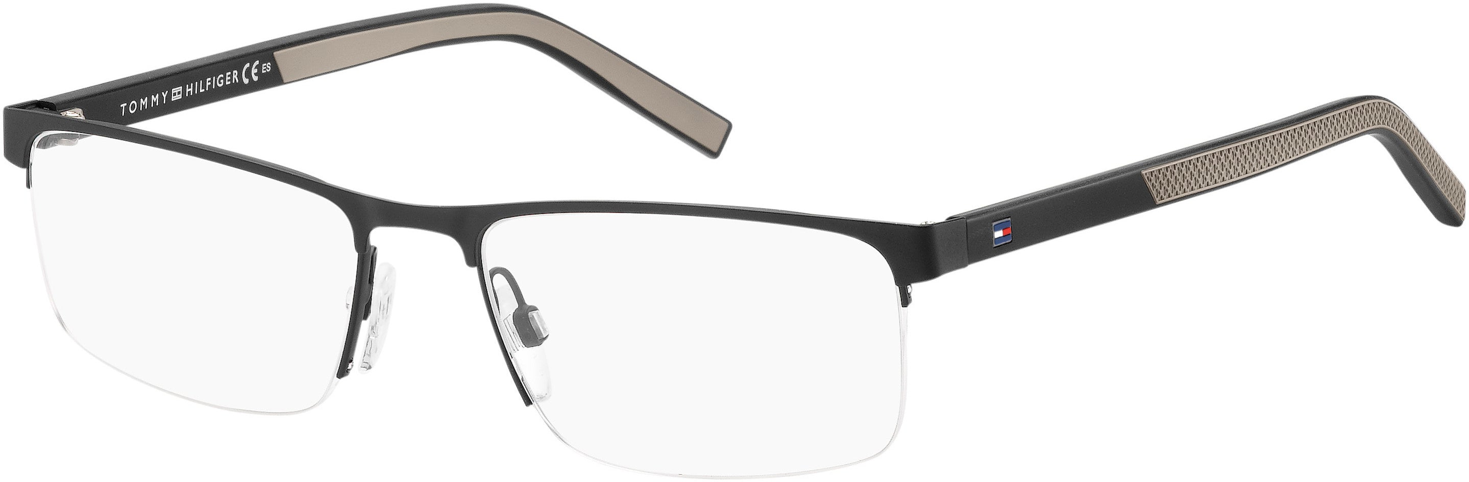 Tommy Hilfiger T. Hilfiger 1594 Rectangular Eyeglasses 0003-0003 Matte Black (00 Demo Lens)
