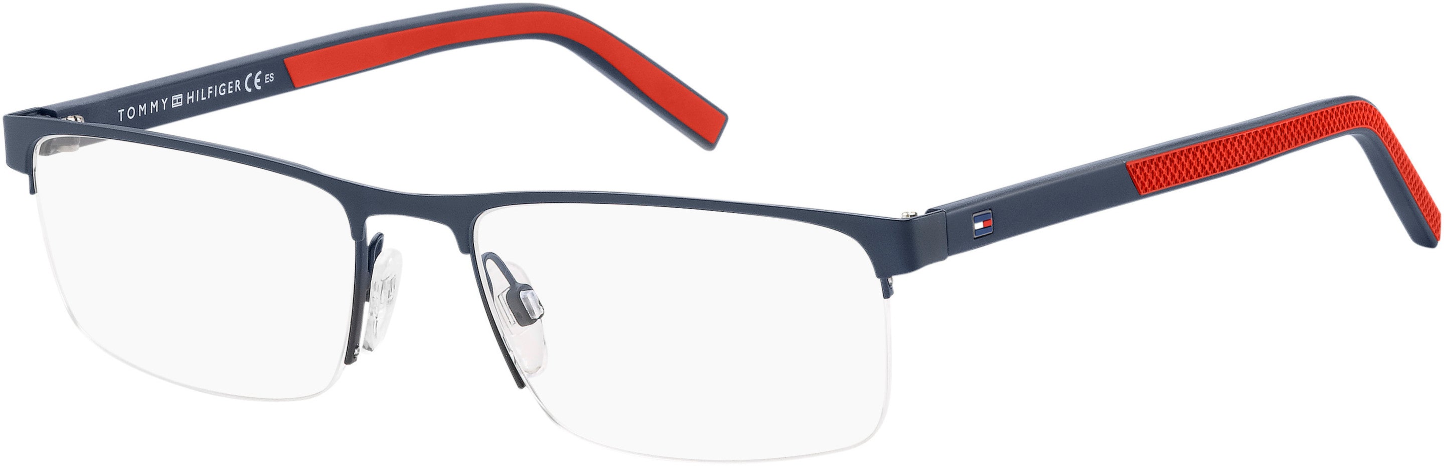 Tommy Hilfiger T. Hilfiger 1594 Rectangular Eyeglasses 0FLL-0FLL Matte Blue (00 Demo Lens)