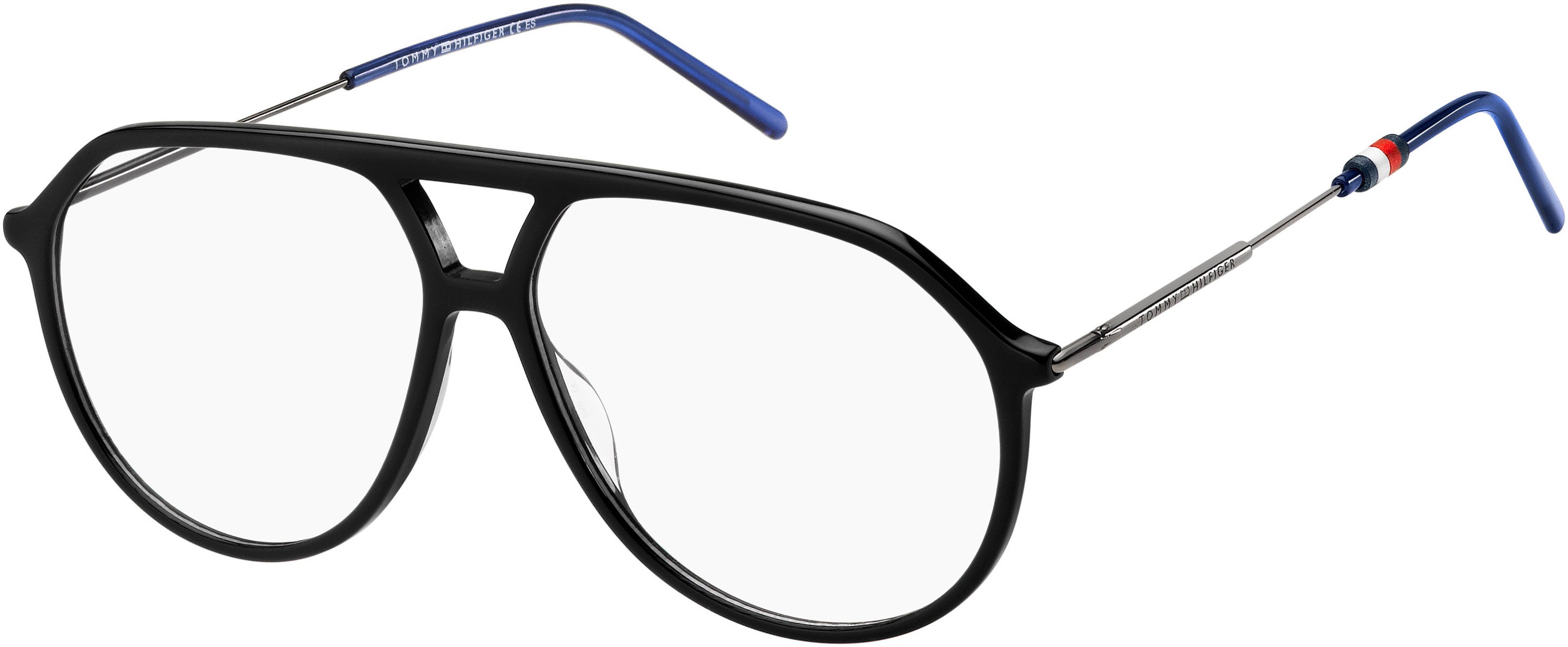 Tommy Hilfiger T. Hilfiger 1629 Aviator Eyeglasses 0807-0807 Black (00 Demo Lens)