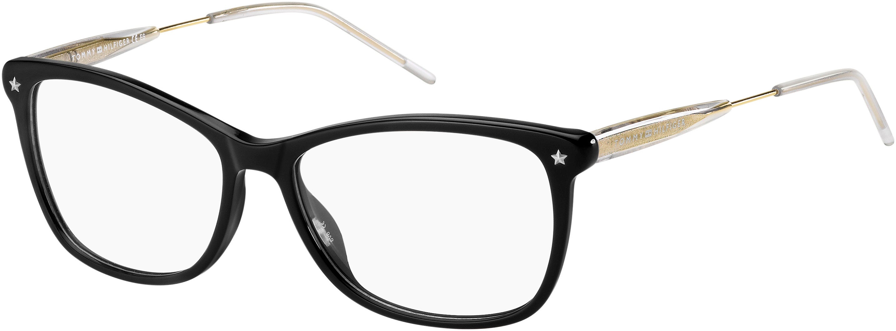 Tommy Hilfiger T. Hilfiger 1633 Rectangular Eyeglasses 0807-0807 Black (00 Demo Lens)