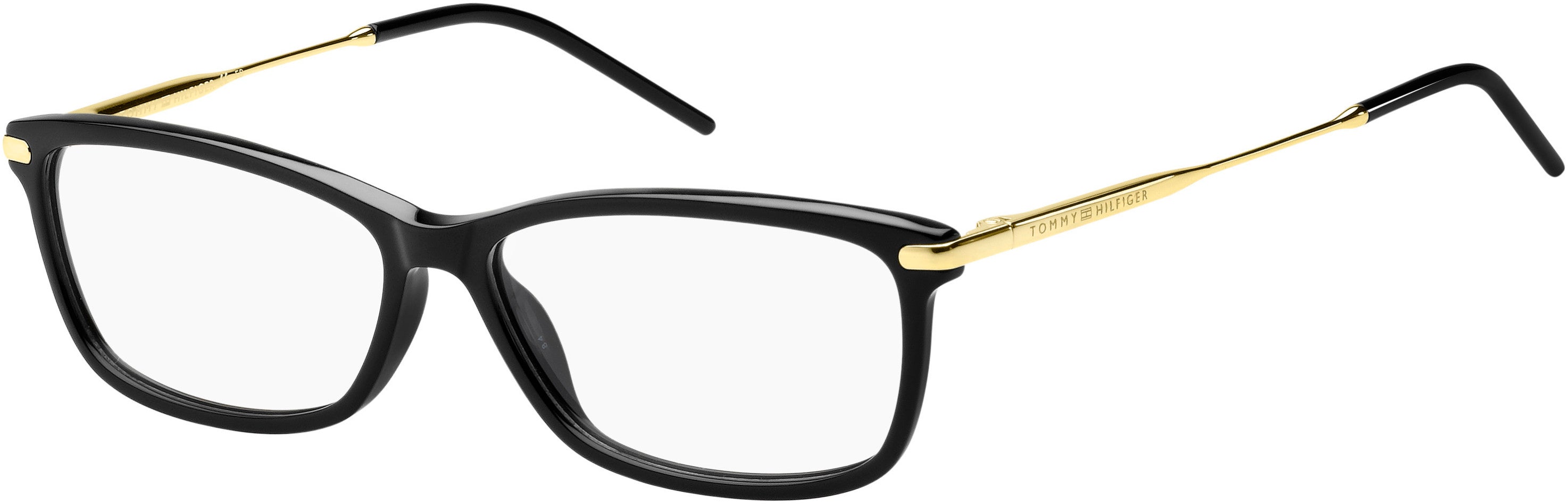 Tommy Hilfiger T. Hilfiger 1636 Rectangular Eyeglasses 0807-0807 Black (00 Demo Lens)