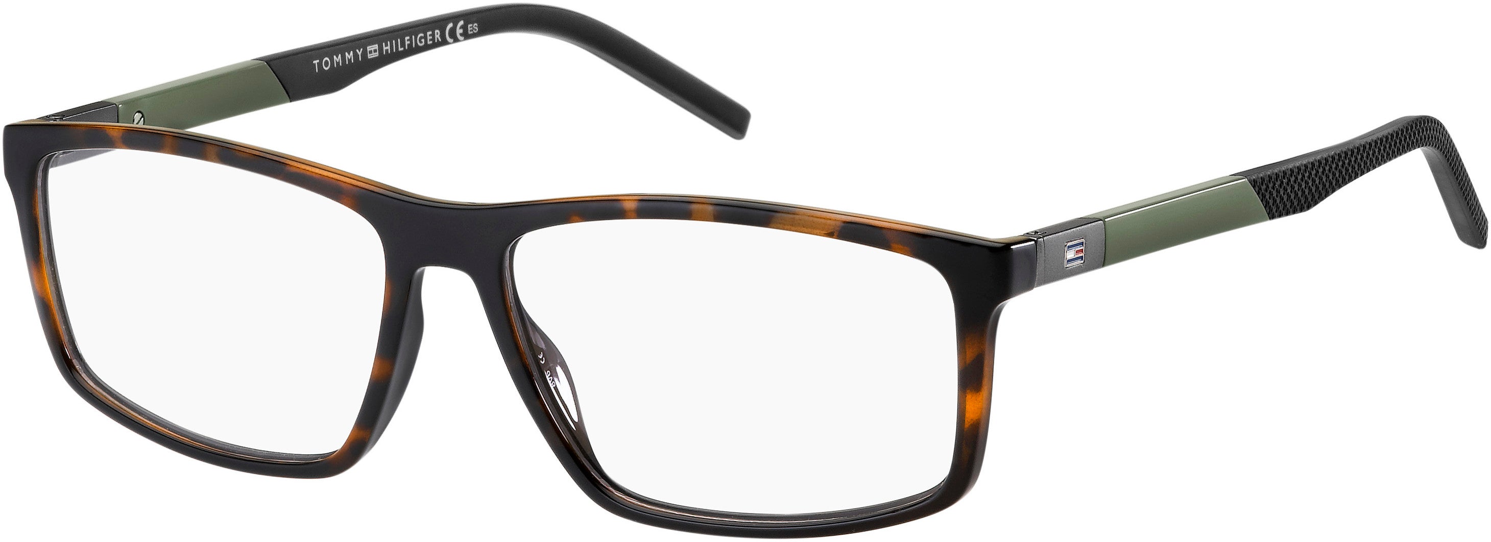 Tommy Hilfiger T. Hilfiger 1638 Rectangular Eyeglasses 0086-0086 Dark Havana (00 Demo Lens)