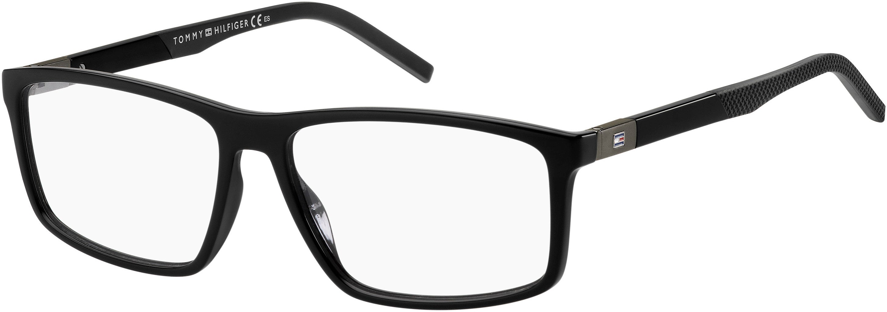 Tommy Hilfiger T. Hilfiger 1638 Rectangular Eyeglasses 0807-0807 Black (00 Demo Lens)