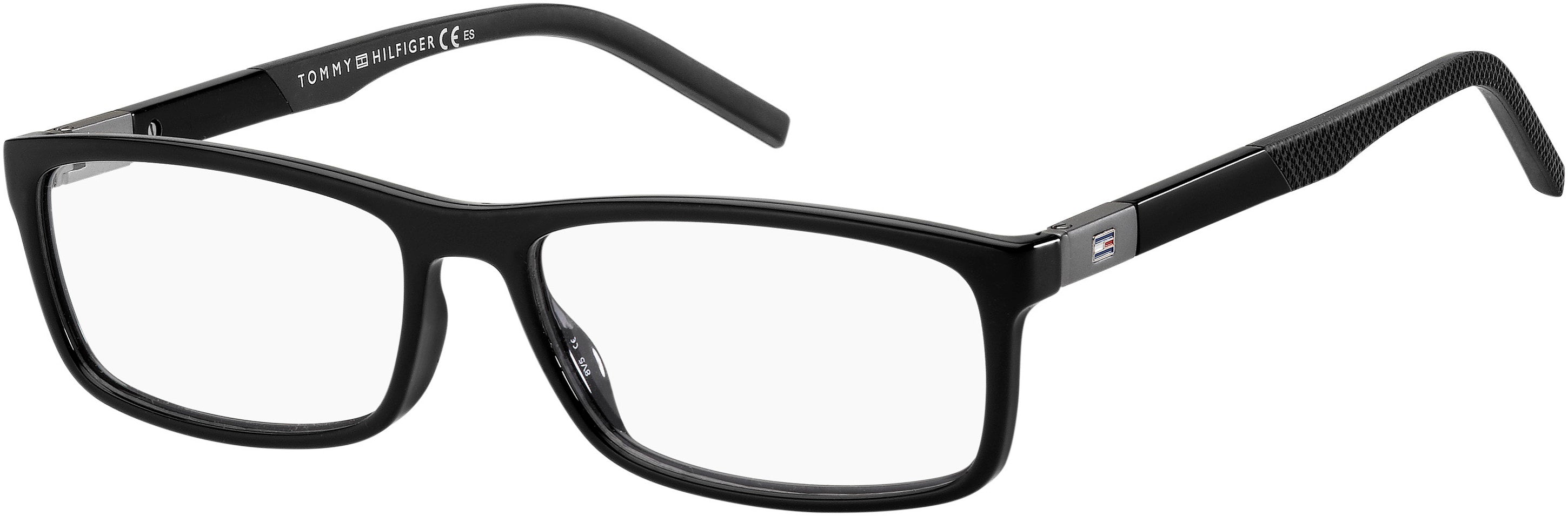 Tommy Hilfiger T. Hilfiger 1639 Rectangular Sunglasses 0807-0807 Black (00 Demo Lens)