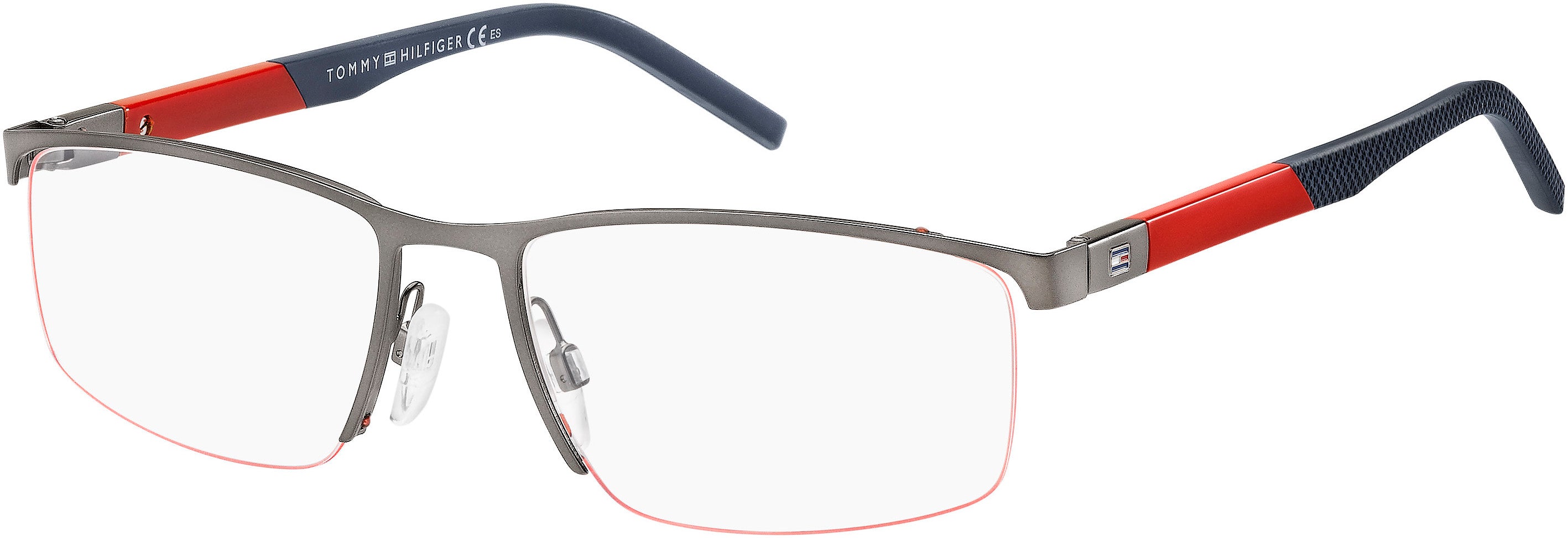Tommy Hilfiger T. Hilfiger 1640 Rectangular Eyeglasses 0R80-0R80 Semi Matte Dark Ruthenium (00 Demo Lens)