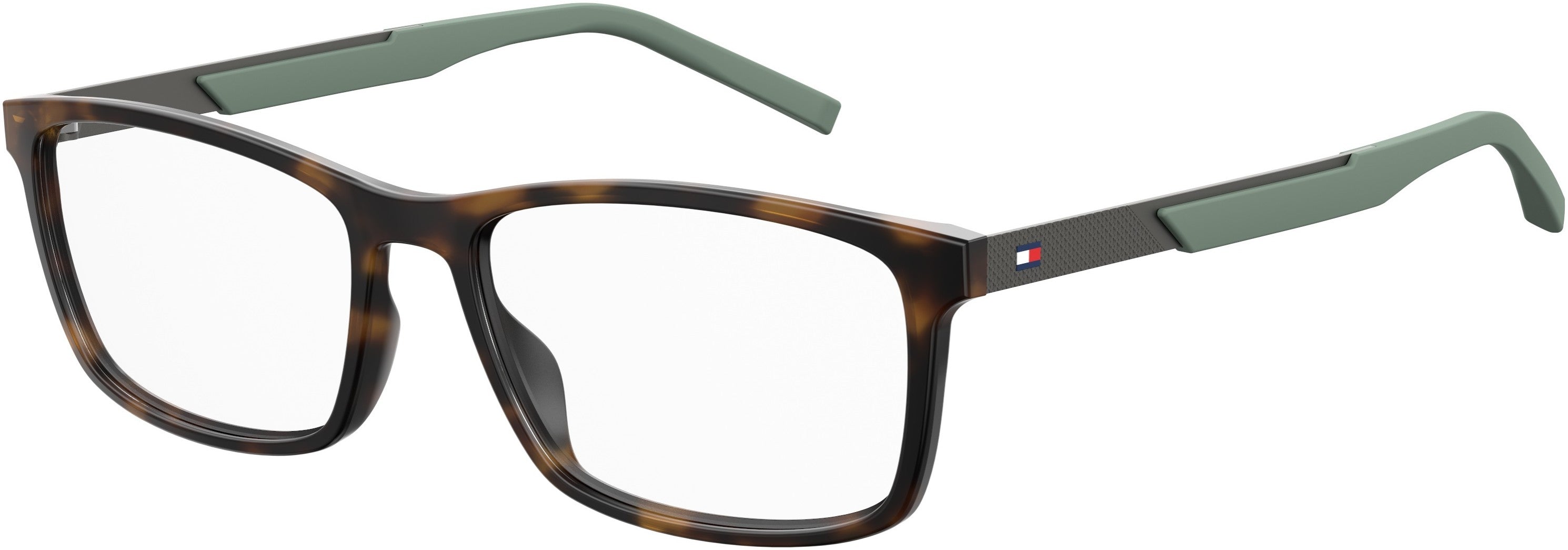 Tommy Hilfiger T. Hilfiger 1694 Rectangular Eyeglasses 0086-0086 Dark Havana (00 Demo Lens)