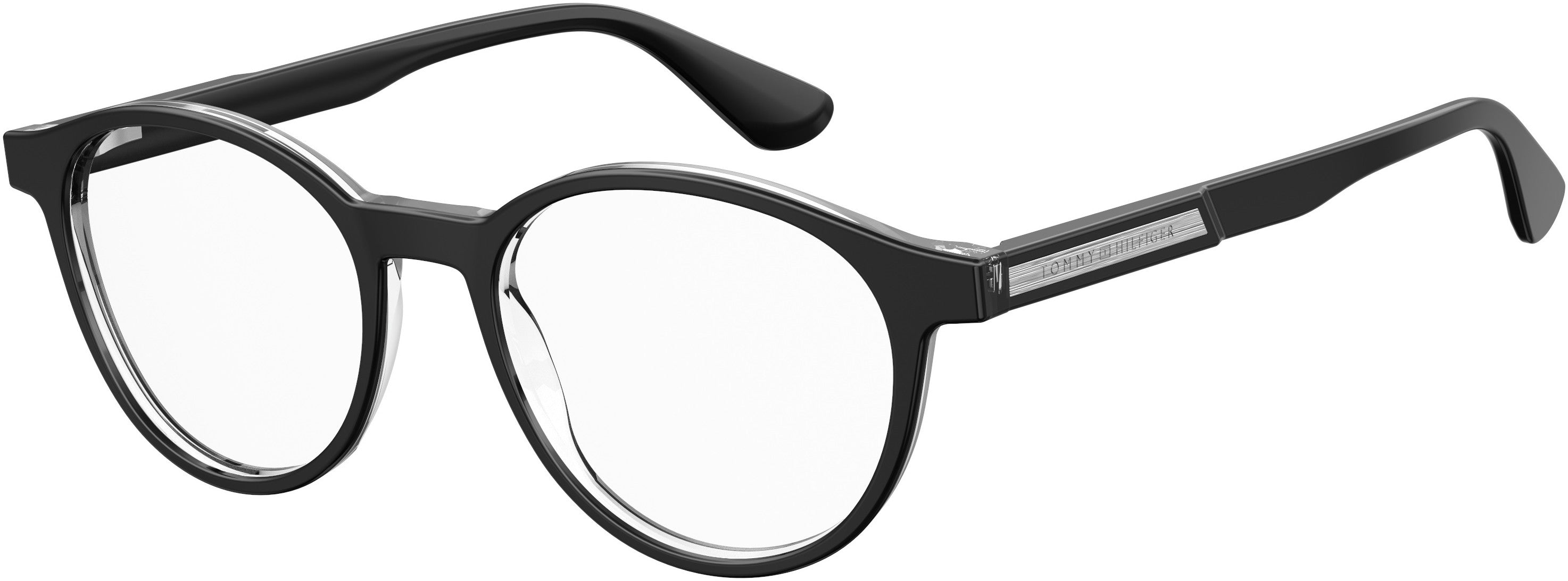 Tommy Hilfiger T. Hilfiger 1703 Tea Cup Eyeglasses 07C5-07C5 Black Crystal (00 Demo Lens)