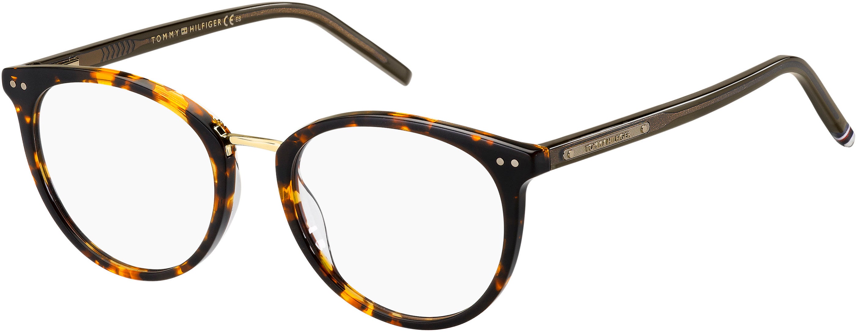 Tommy Hilfiger T. Hilfiger 1734 Tea Cup Eyeglasses 0086-0086 Dark Havana (00 Demo Lens)