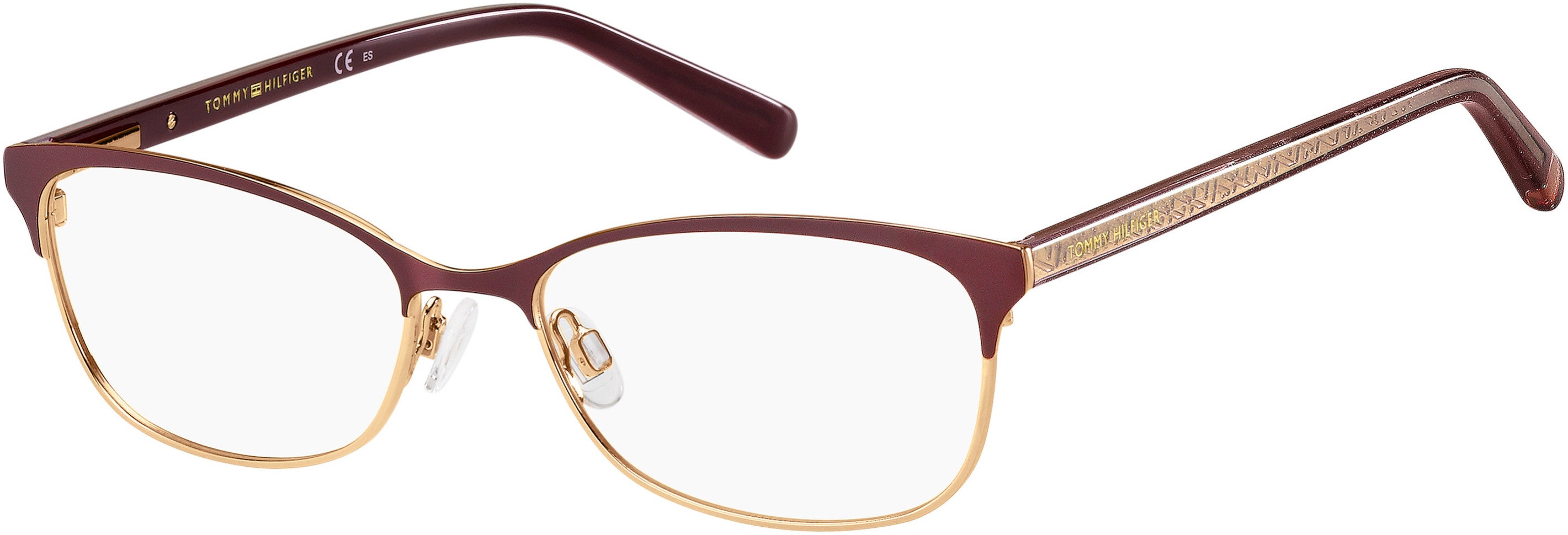 Tommy Hilfiger T. Hilfiger 1777 Cat Eye/butterfly Eyeglasses 0DXL-0DXL Red Glitter Gold (00 Demo Lens)