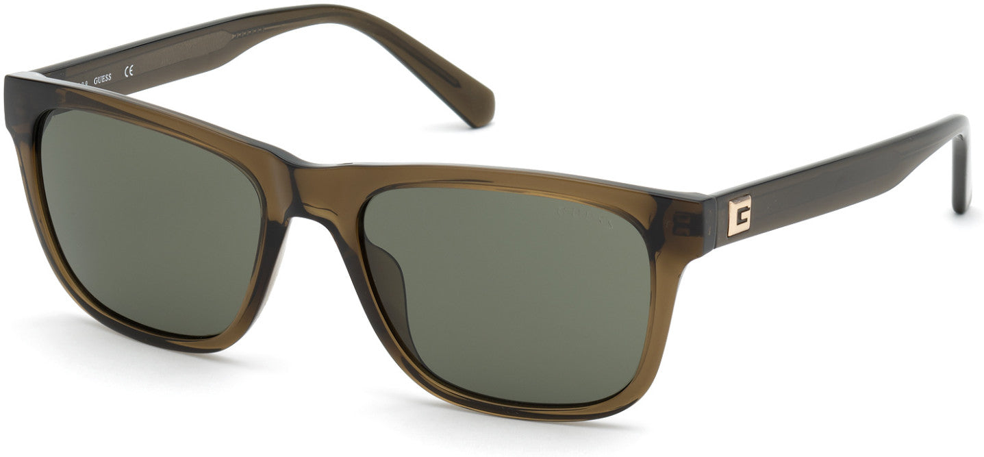 Guess GU6971 Square Sunglasses 45N-45N - Shiny Light Brown / Green