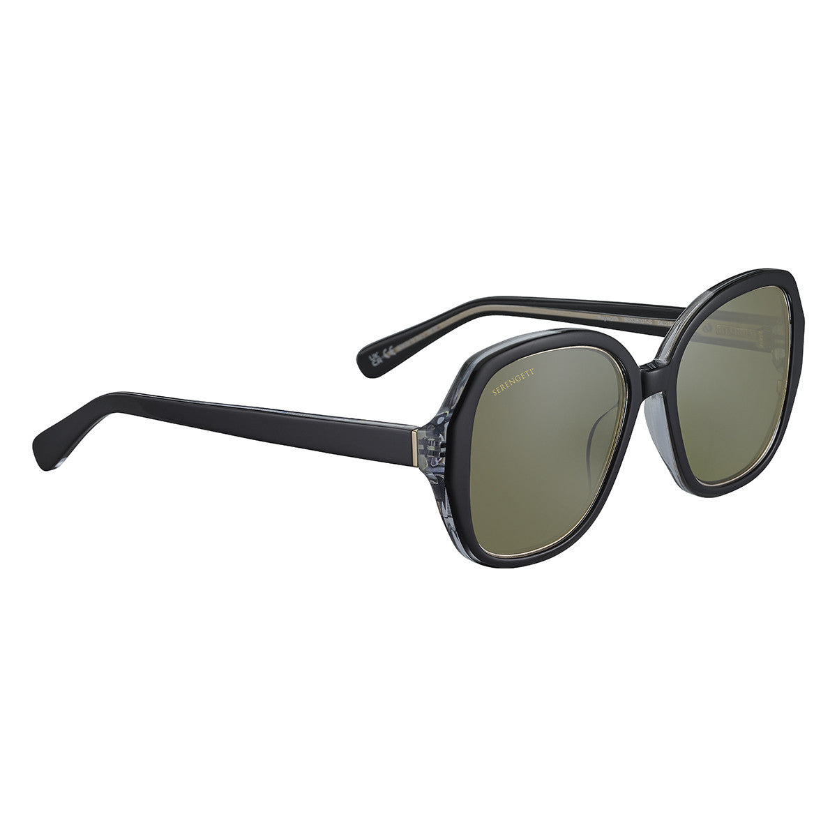 Serengeti Hayworth Sunglasses  Shiny Black Transparent Layer Small, Medium
