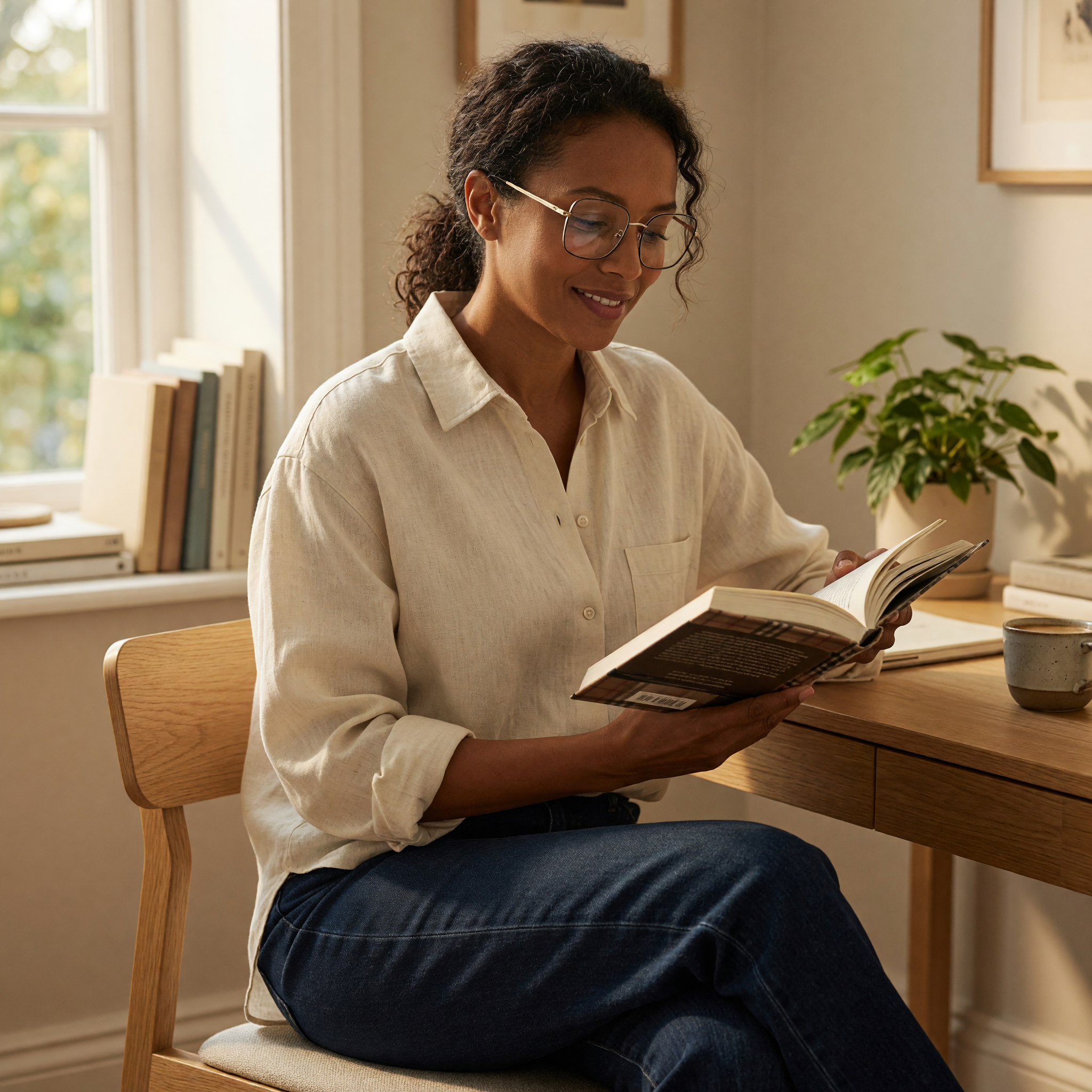 Burberry ELLIOTT BE1347 square metal eyeglasses with black rim, pale gold frame, and Heritage Check plaid temple tips in a three-quarter product view
