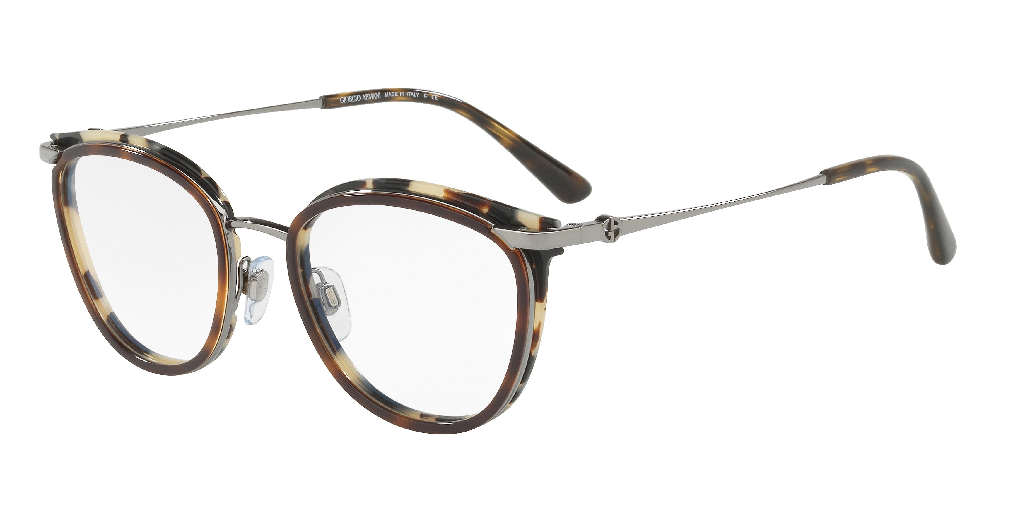 Giorgio Armani AR5074 Phantos Eyeglasses  3010-Gunmetal/Top Cube Havana 52-140-19 - Color Map Grey