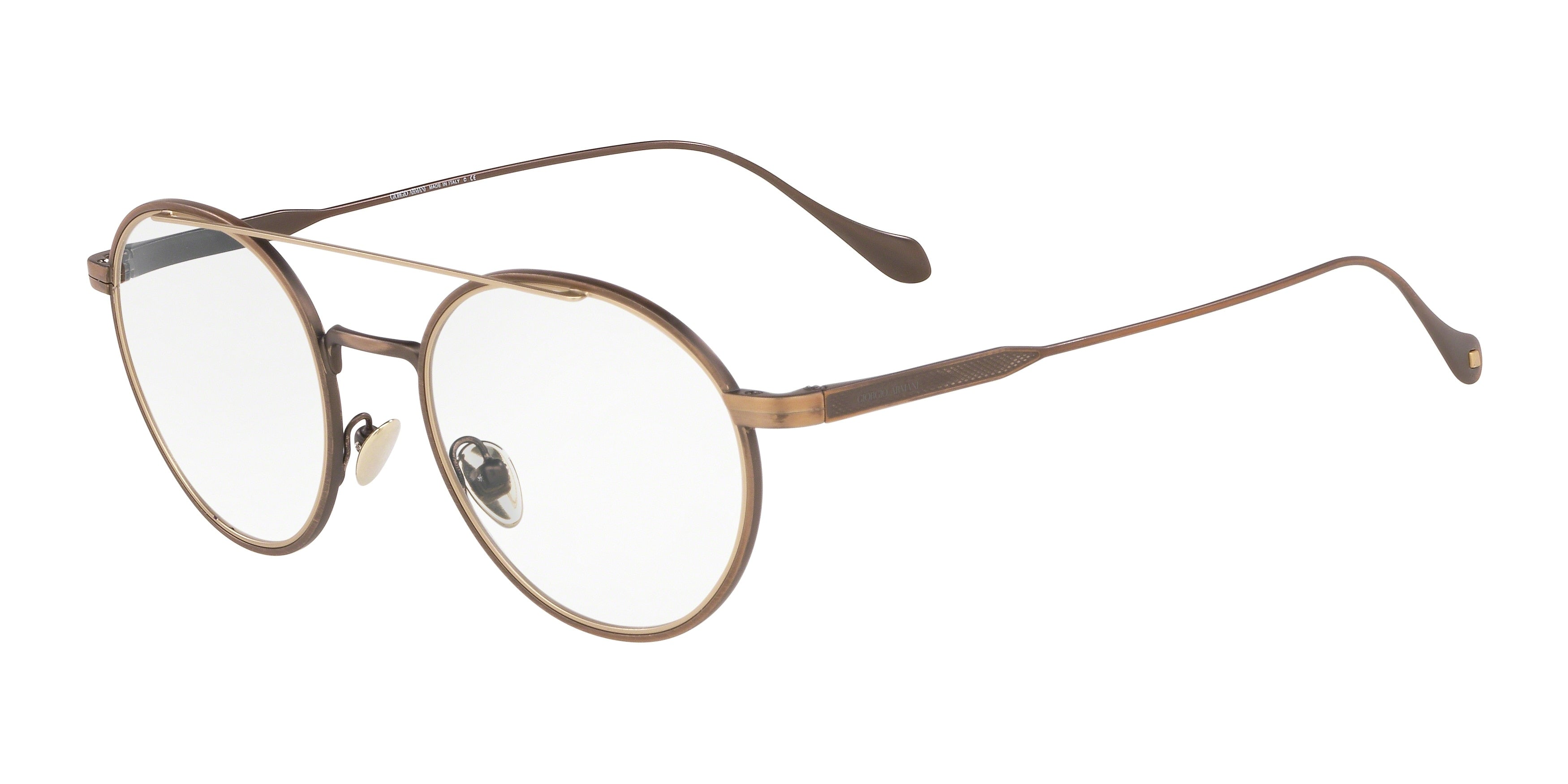 Giorgio Armani AR5089 Round Eyeglasses  3259-Brushed Bronze/Matte Pale Gold 48-145-20 - Color Map Copper