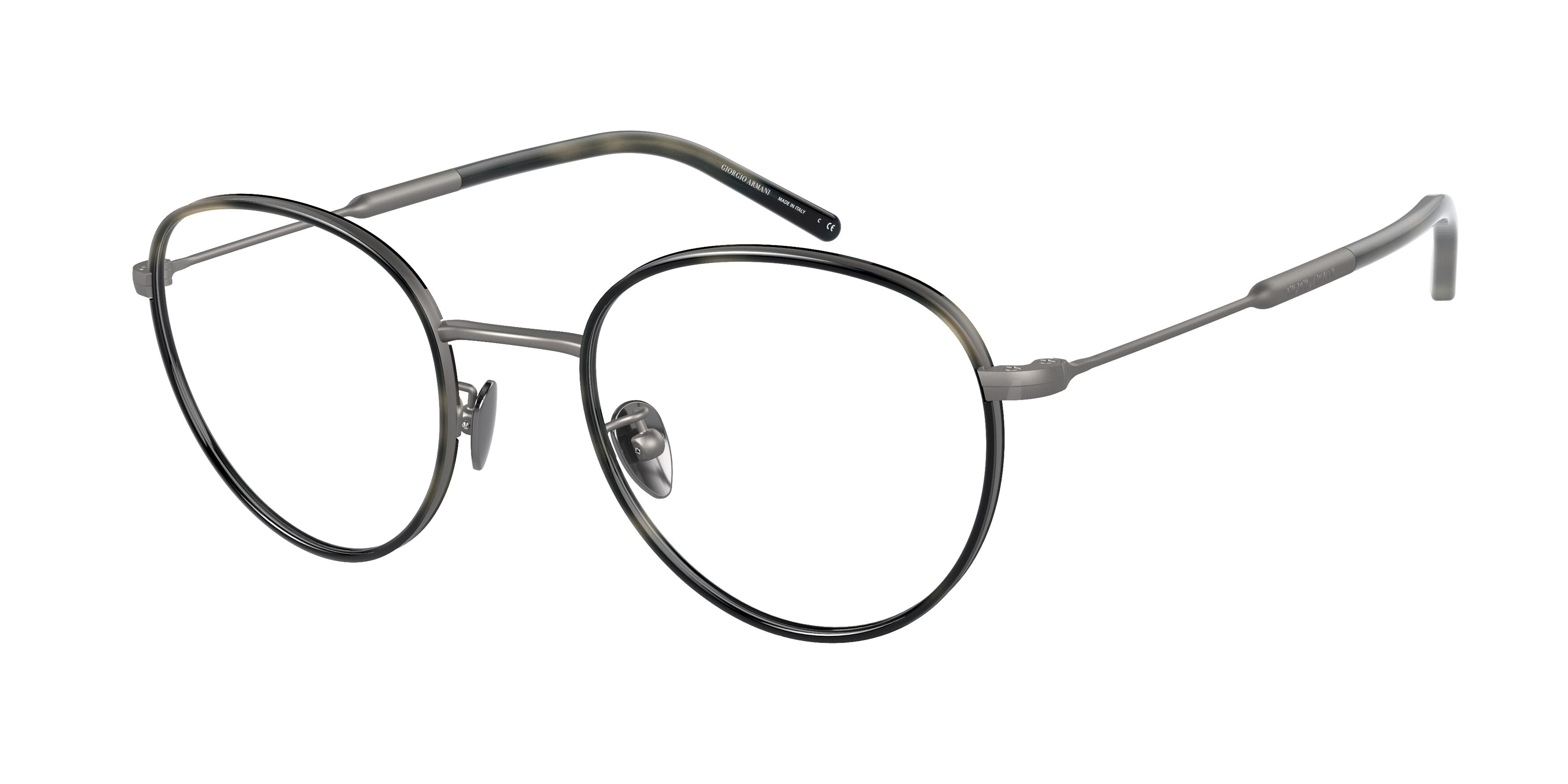 Giorgio Armani AR5111J Pillow Eyeglasses  3003-Matte Gunmetal/Green Havana 48-145-22 - Color Map Grey