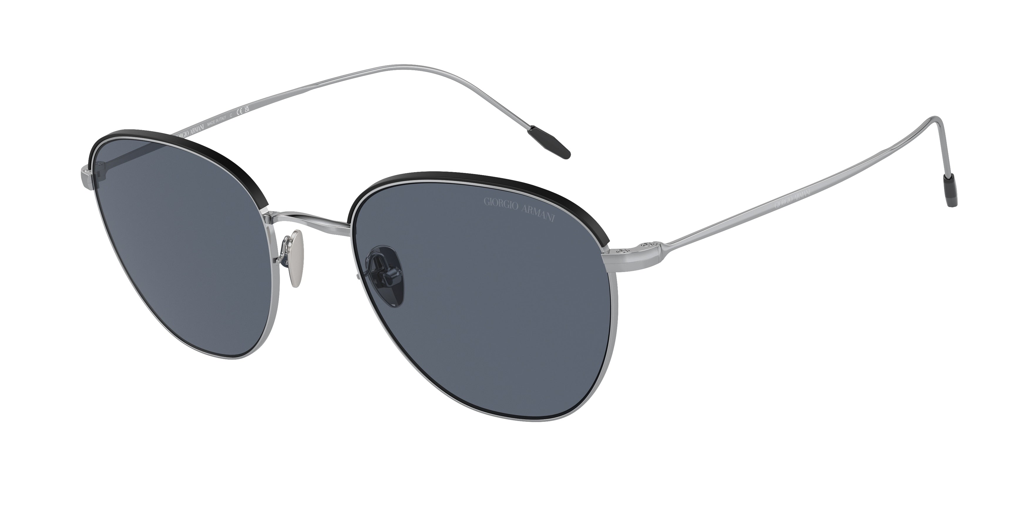Giorgio Armani AR6048 Square Sunglasses  301587-Silver/Matte Black 51-150-21 - Color Map Silver