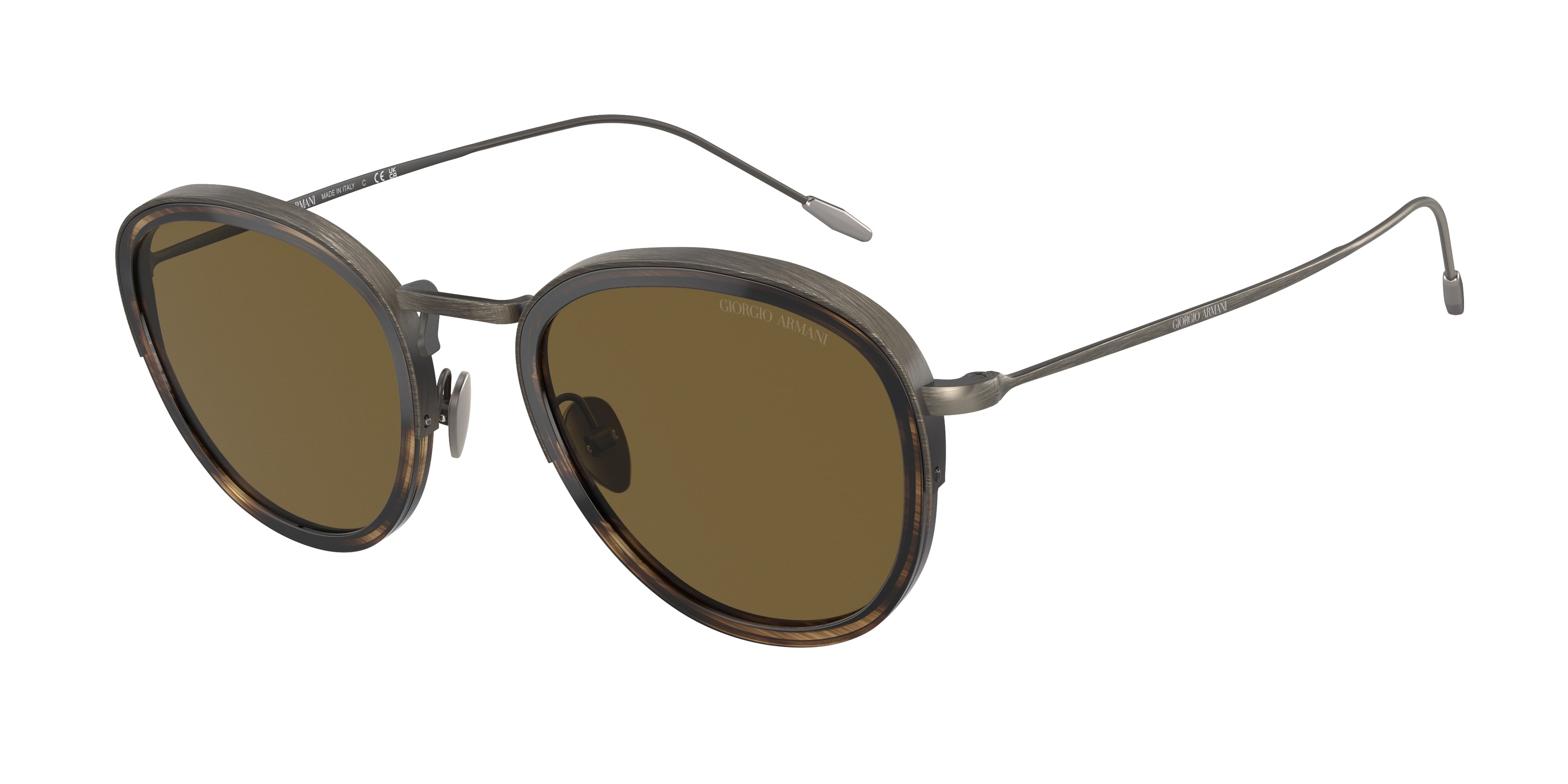 Giorgio Armani AR6068 Round Sunglasses  325973-Brushed Gunmetal 50-150-22 - Color Map Grey
