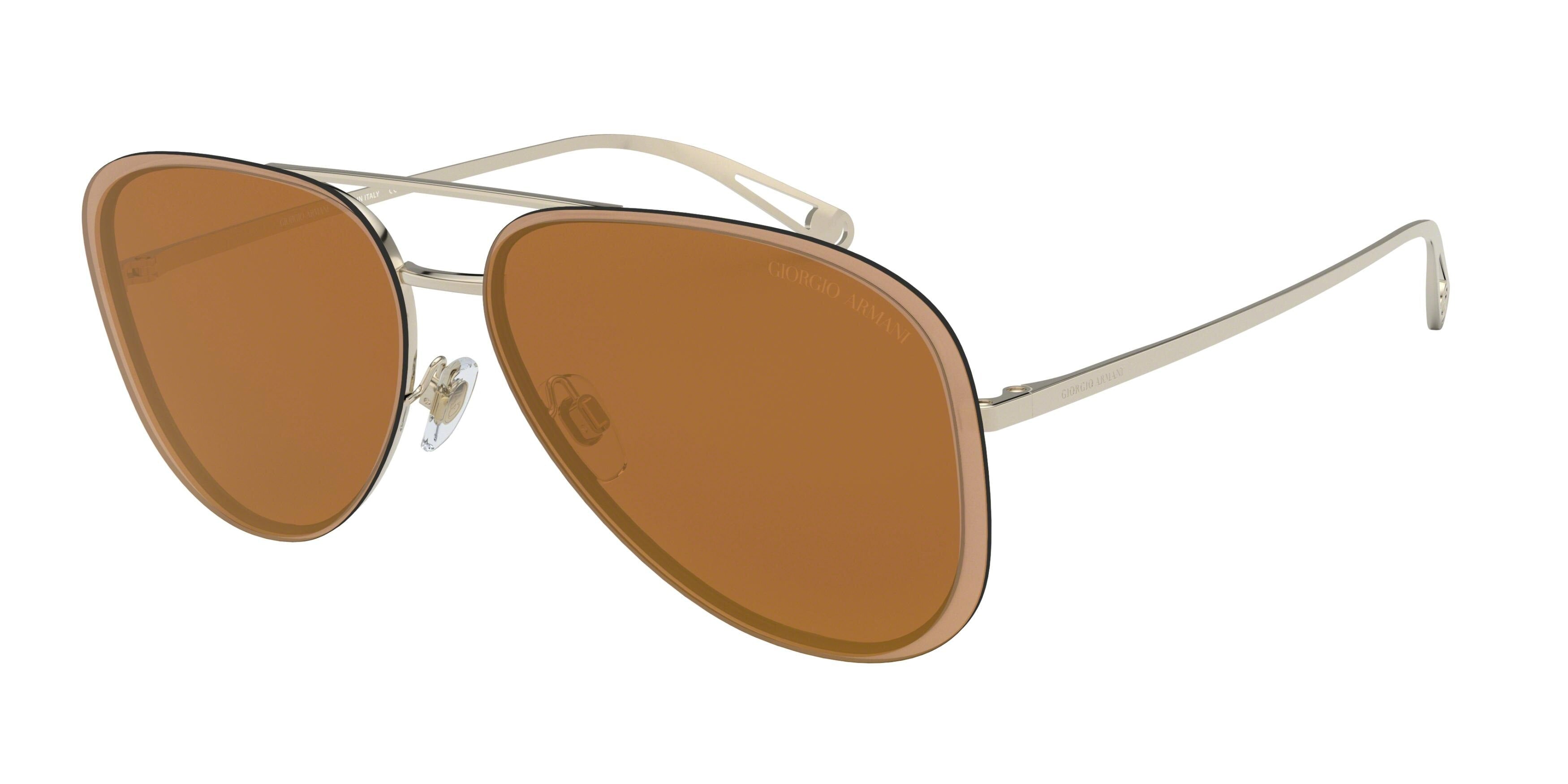 Giorgio Armani AR6084 Pilot Sunglasses  30136H-Pale Gold 60-140-13 - Color Map Gold