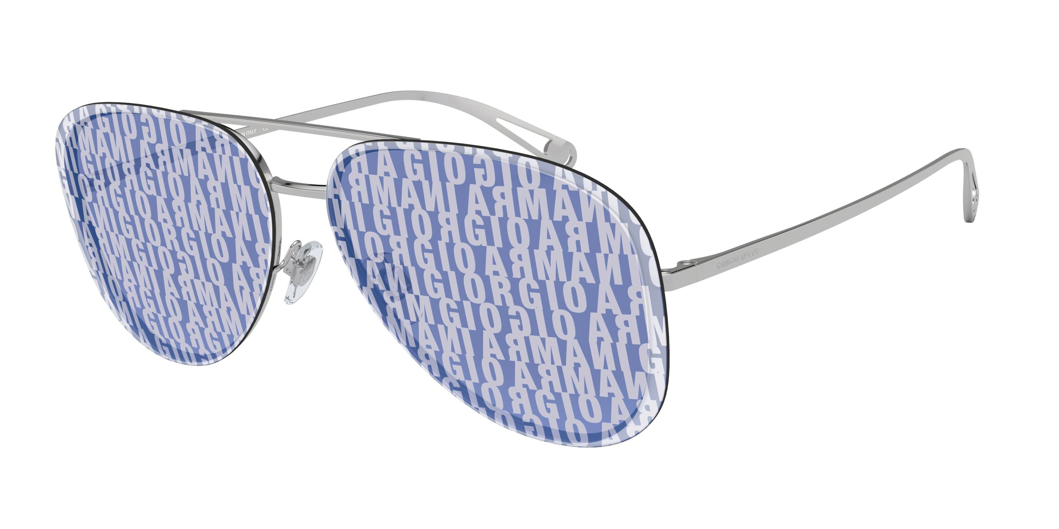 Giorgio Armani AR6084 Pilot Sunglasses  3015/J-Silver 60-140-13 - Color Map Silver