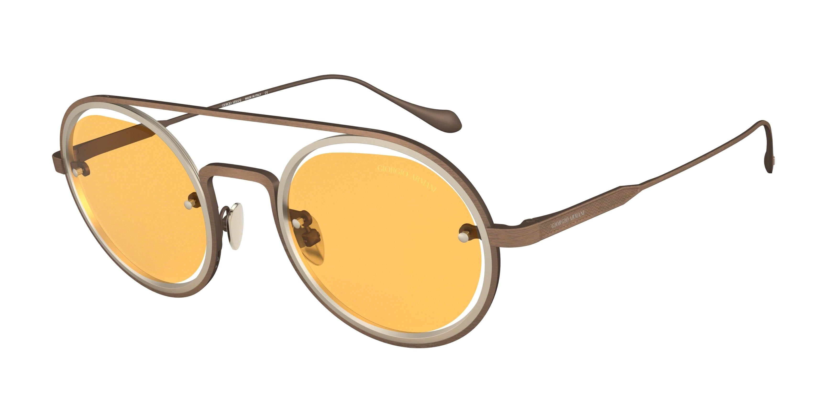 Giorgio Armani AR6085 Round Sunglasses  325985-Brushed Bronze / Matte Pale Gold 46-145-27 - Color Map Brown