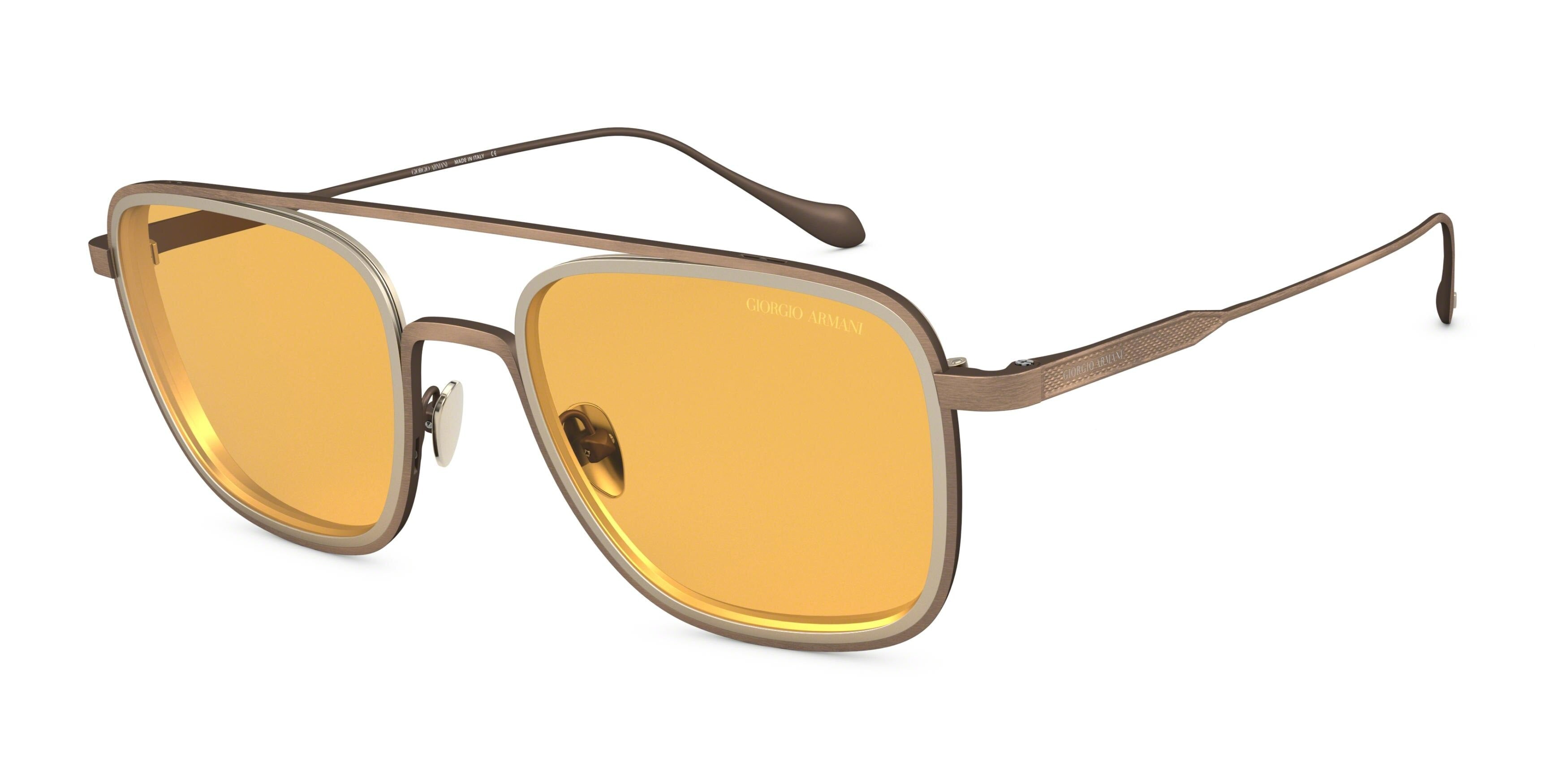Giorgio Armani AR6086 Square Sunglasses  325985-Brushed Bronze/Mt Pale Gold 53-145-23 - Color Map Copper