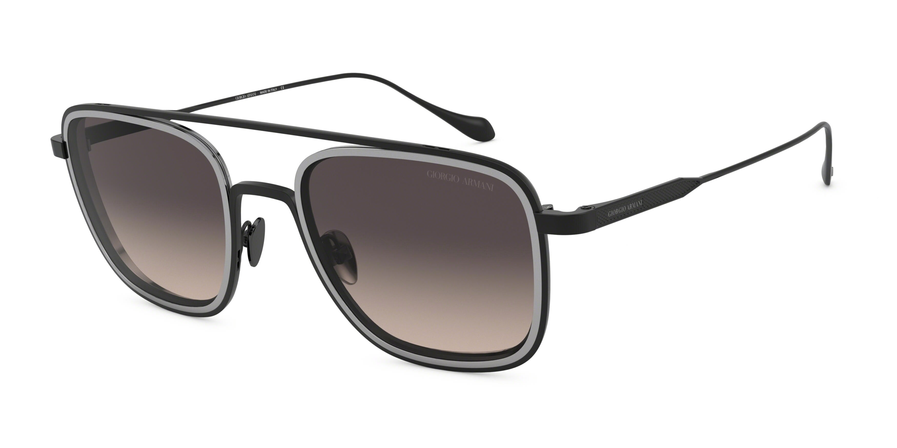 Giorgio Armani AR6086 Square Sunglasses  326111-Matte Black/Gunmetal 53-145-23 - Color Map Black