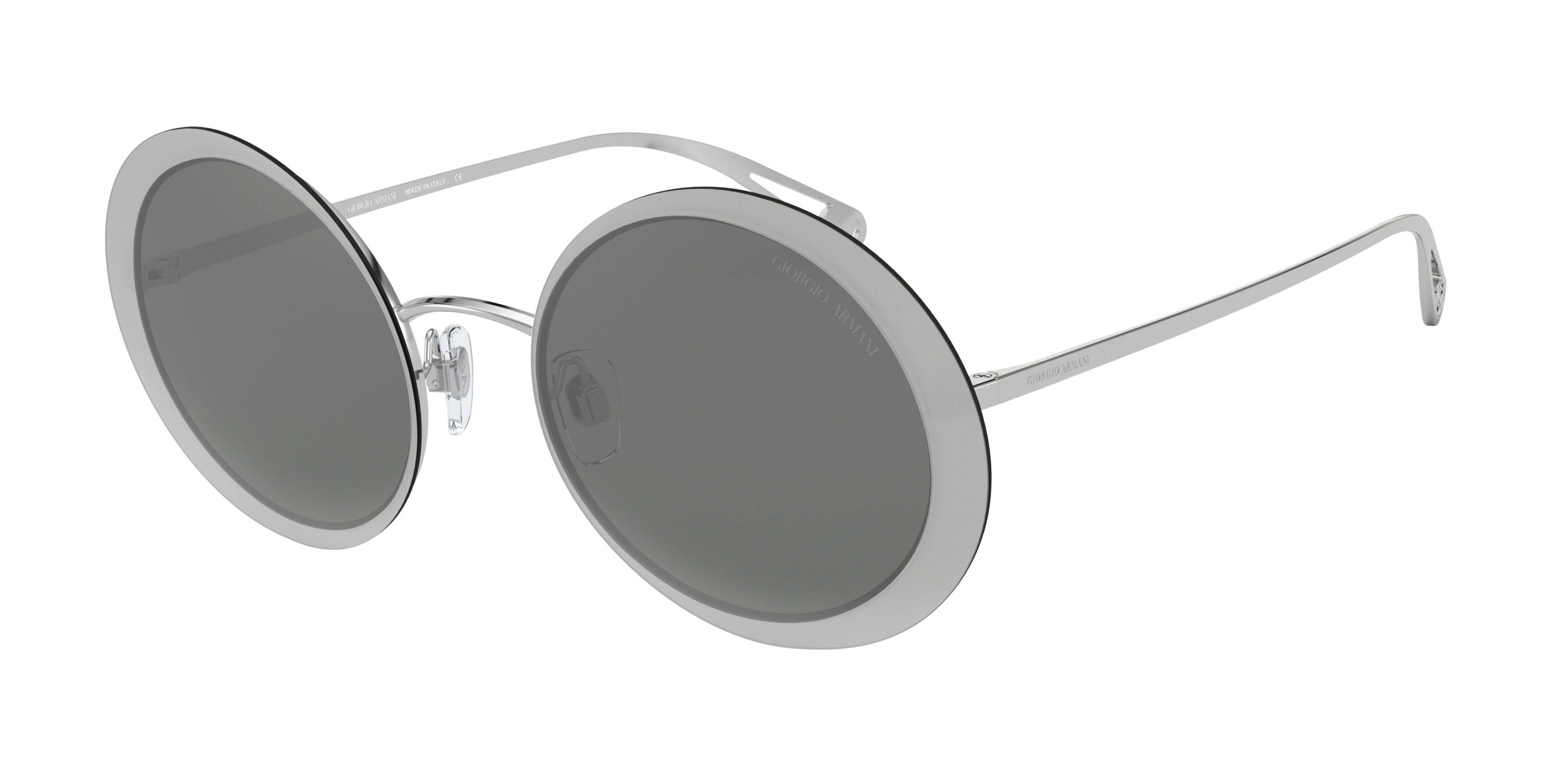Giorgio Armani AR6087 Round Sunglasses  30156G-Silver 59-140-19 - Color Map Silver