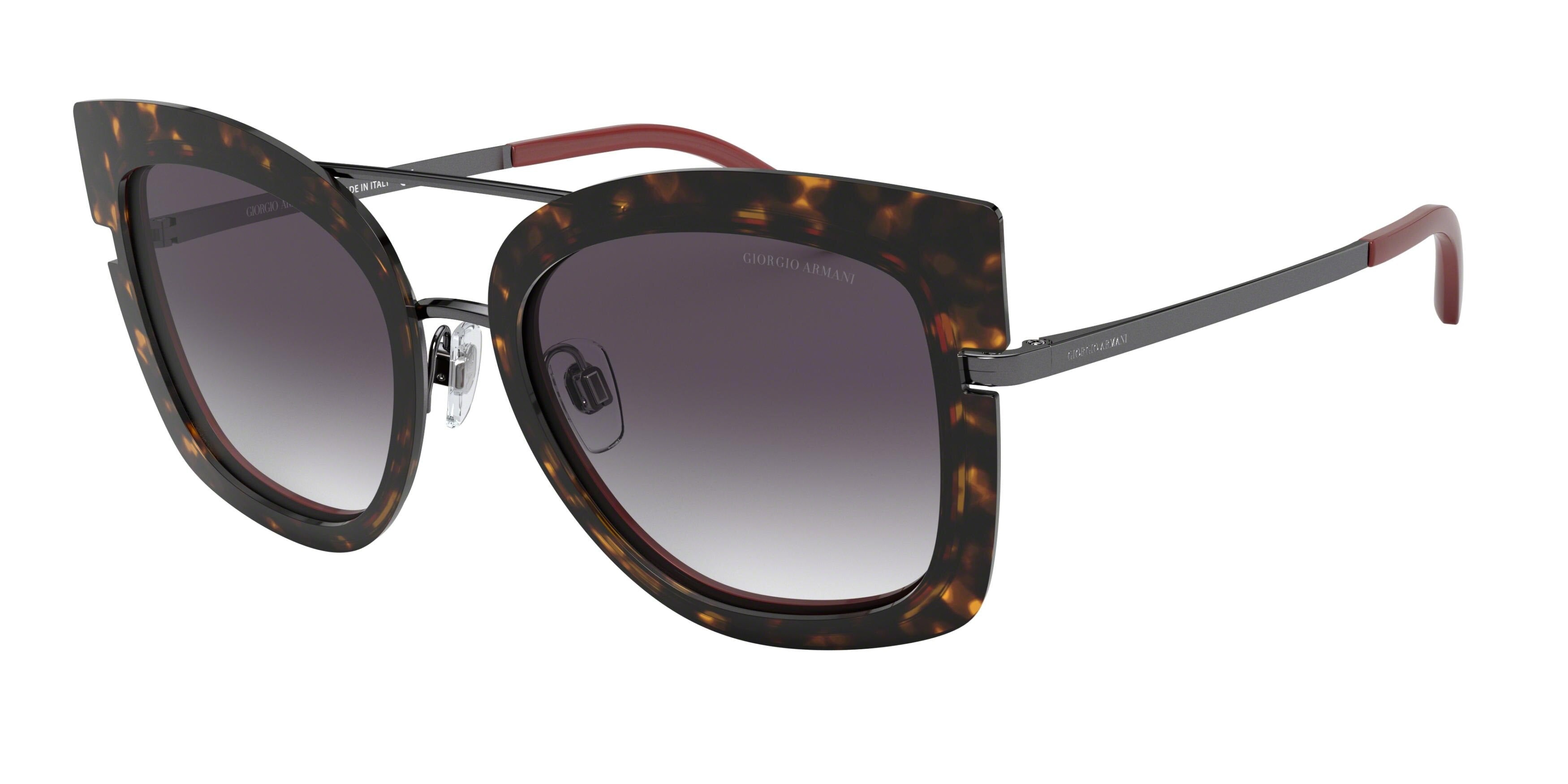 Giorgio Armani AR6090 Square Sunglasses  32768G-Gunmetal/Top Havana Bordeaux 54-140-19 - Color Map Grey