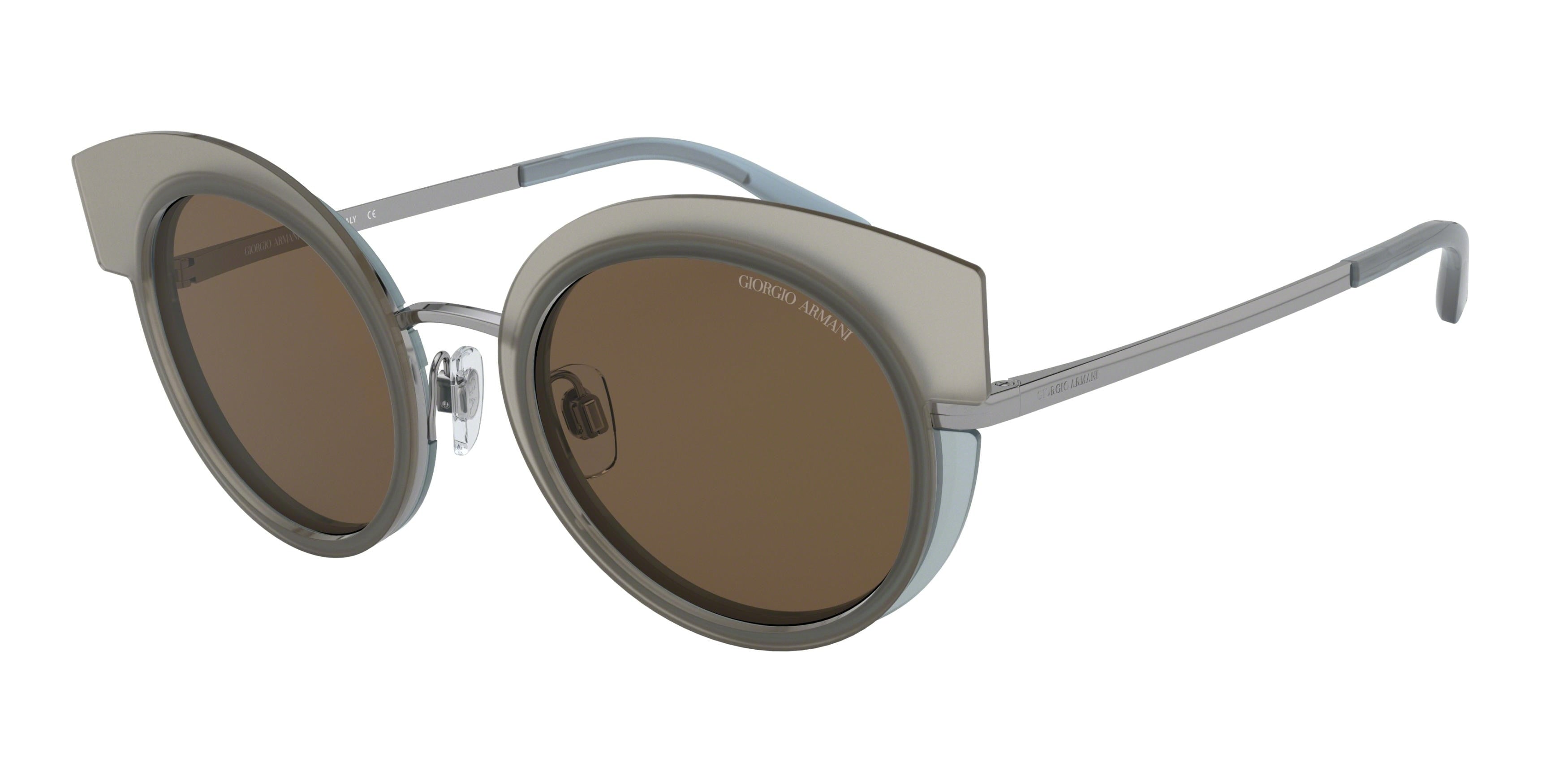 Giorgio Armani AR6091 Round Sunglasses  301073-Gunmetal/Top Beige Azure 50-140-21 - Color Map Grey