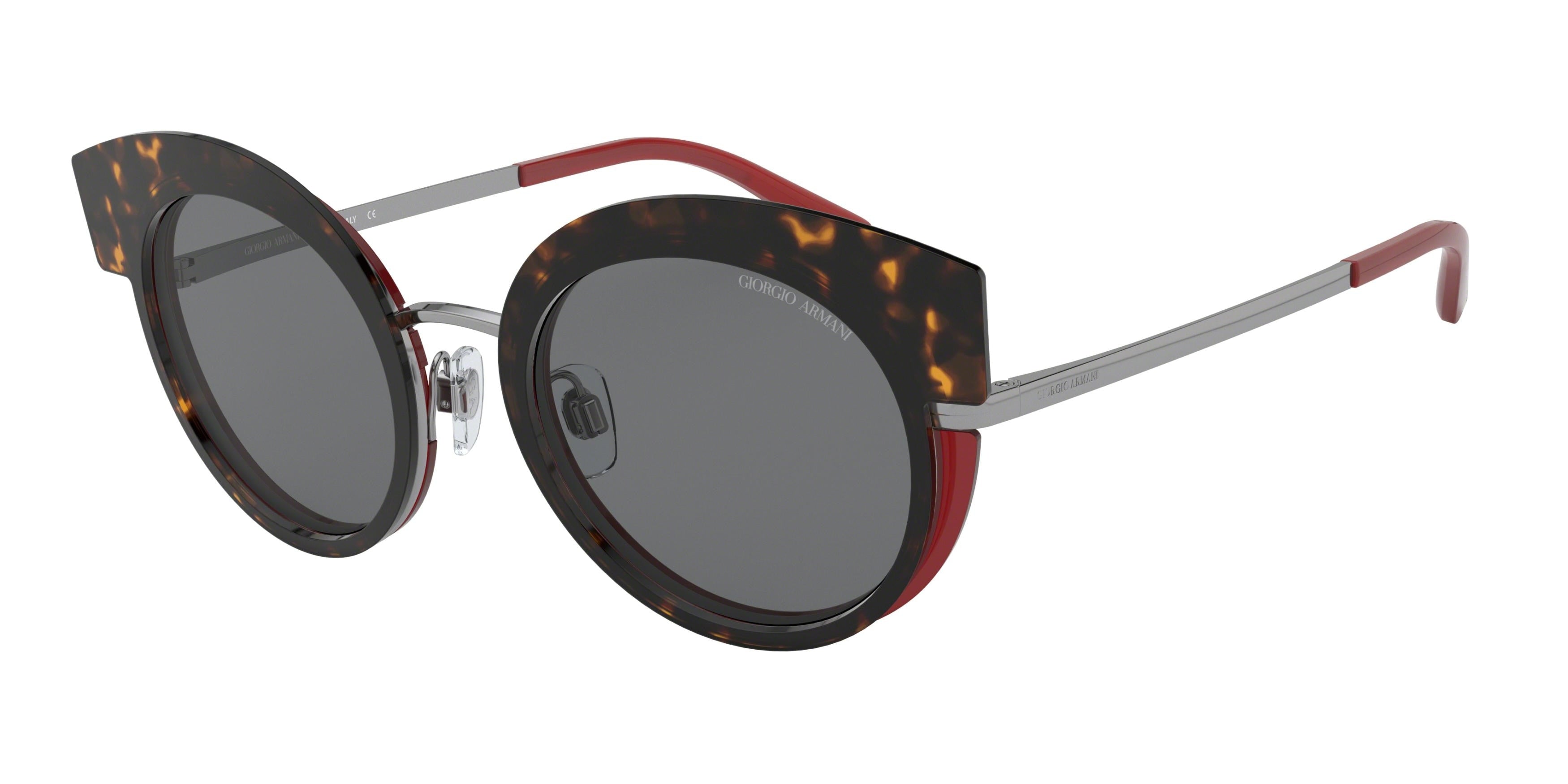 Giorgio Armani AR6091 Round Sunglasses  327687-Gunmetal/Top Havana Bordeaux 50-140-21 - Color Map Grey