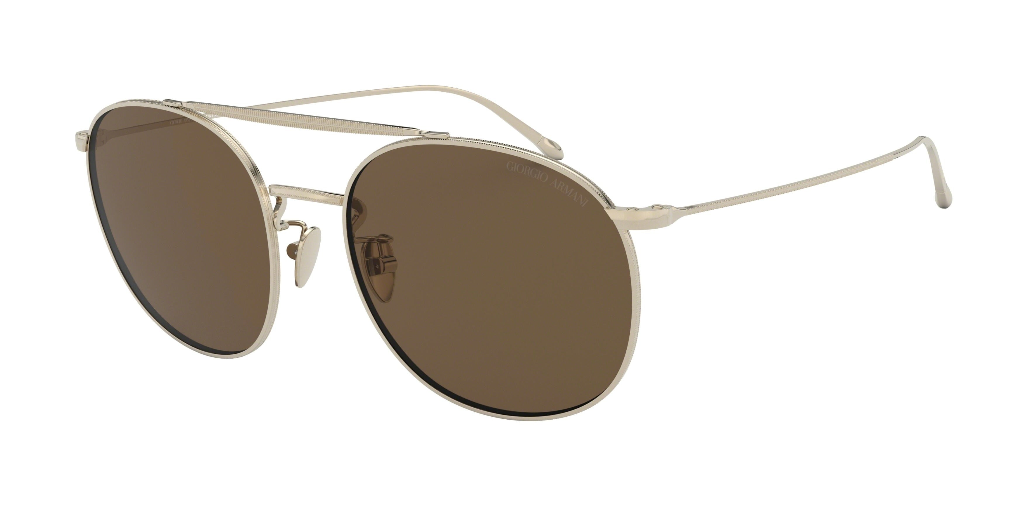 Giorgio Armani AR6092 Round Sunglasses  301373-Pale Gold 56-145-20 - Color Map Gold