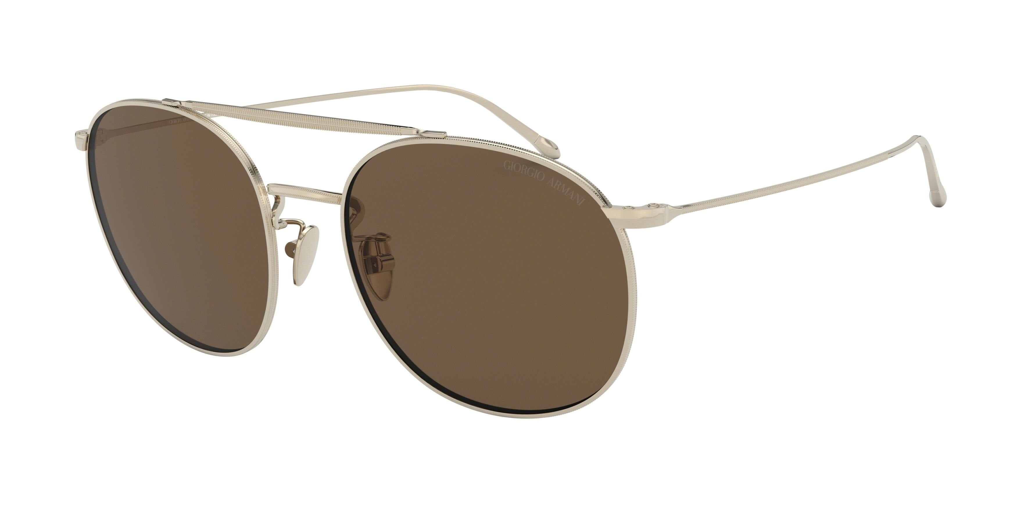 Giorgio Armani AR6092 Round Sunglasses  301373-Pale Gold 56-145-20 - Color Map Gold
