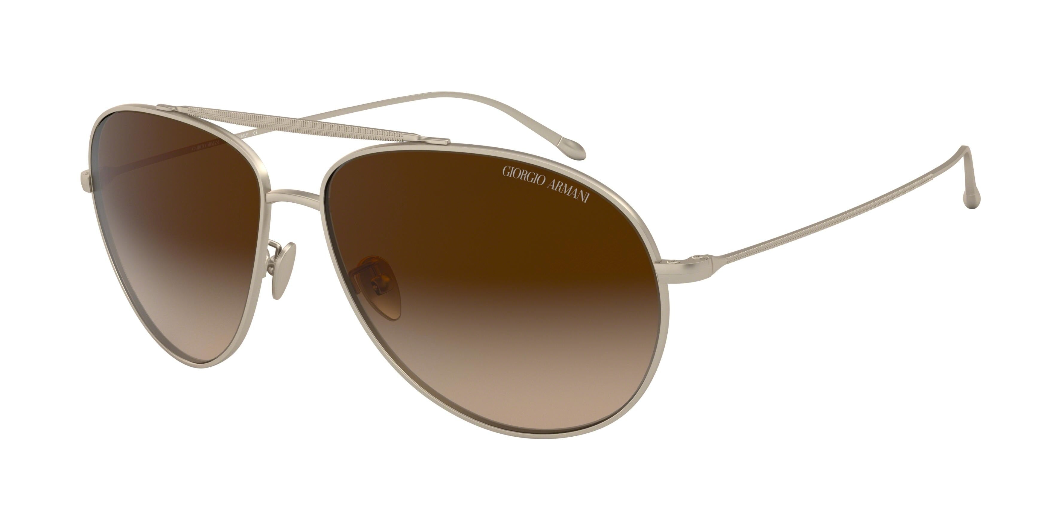 Giorgio Armani AR6093 Pilot Sunglasses  300213-Matte Pale Gold 61-145-14 - Color Map Gold