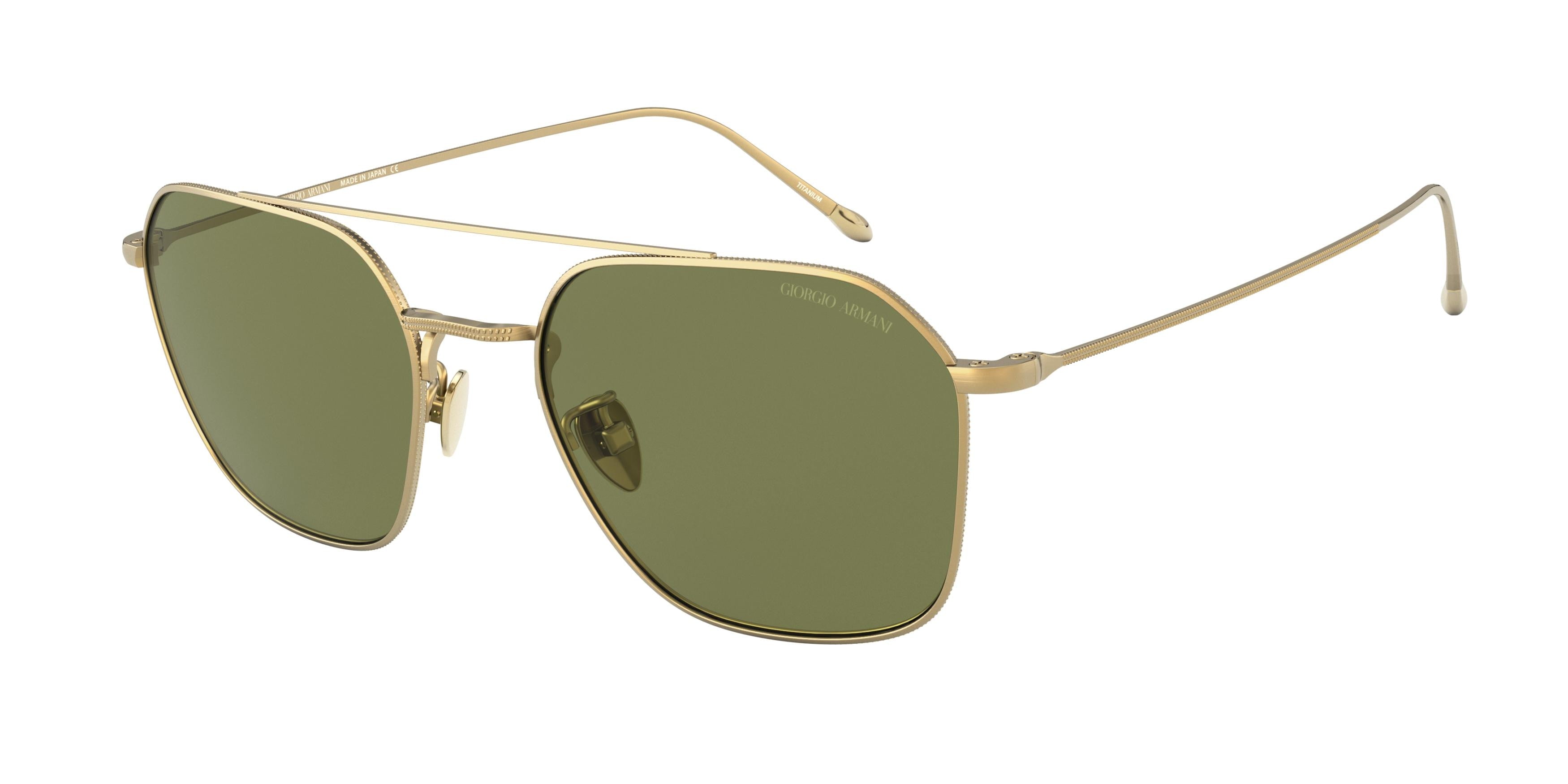 Giorgio Armani AR6095T Square Sunglasses  32814E-Brushed Soft Gold 54-145-20 - Color Map Gold